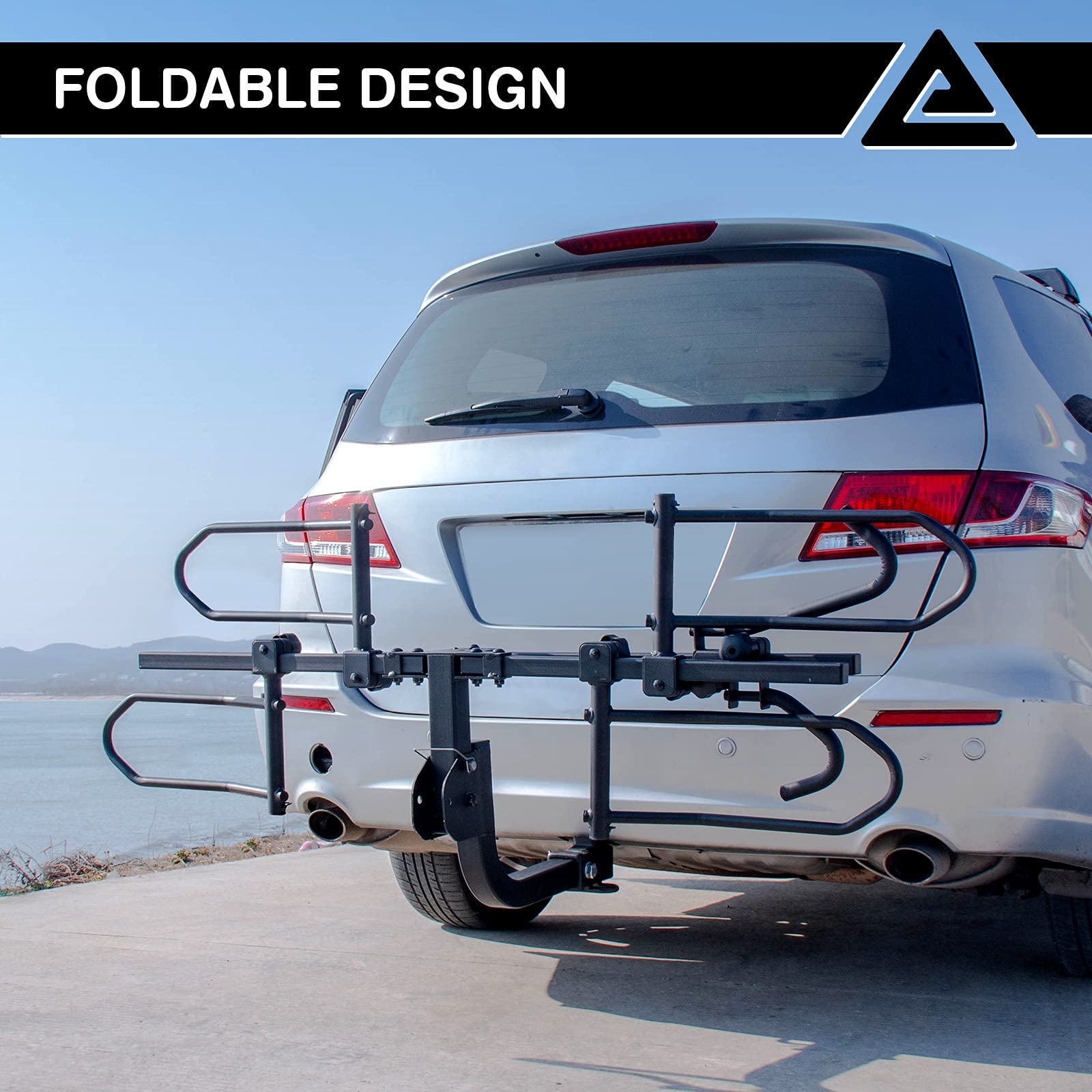 Leader Accessories 2-Bike Platform Hitch Mount Bike Rack - Foldable Tray Style Bicycle Carrier for Cars, Trucks, SUVs & Minivans with 2