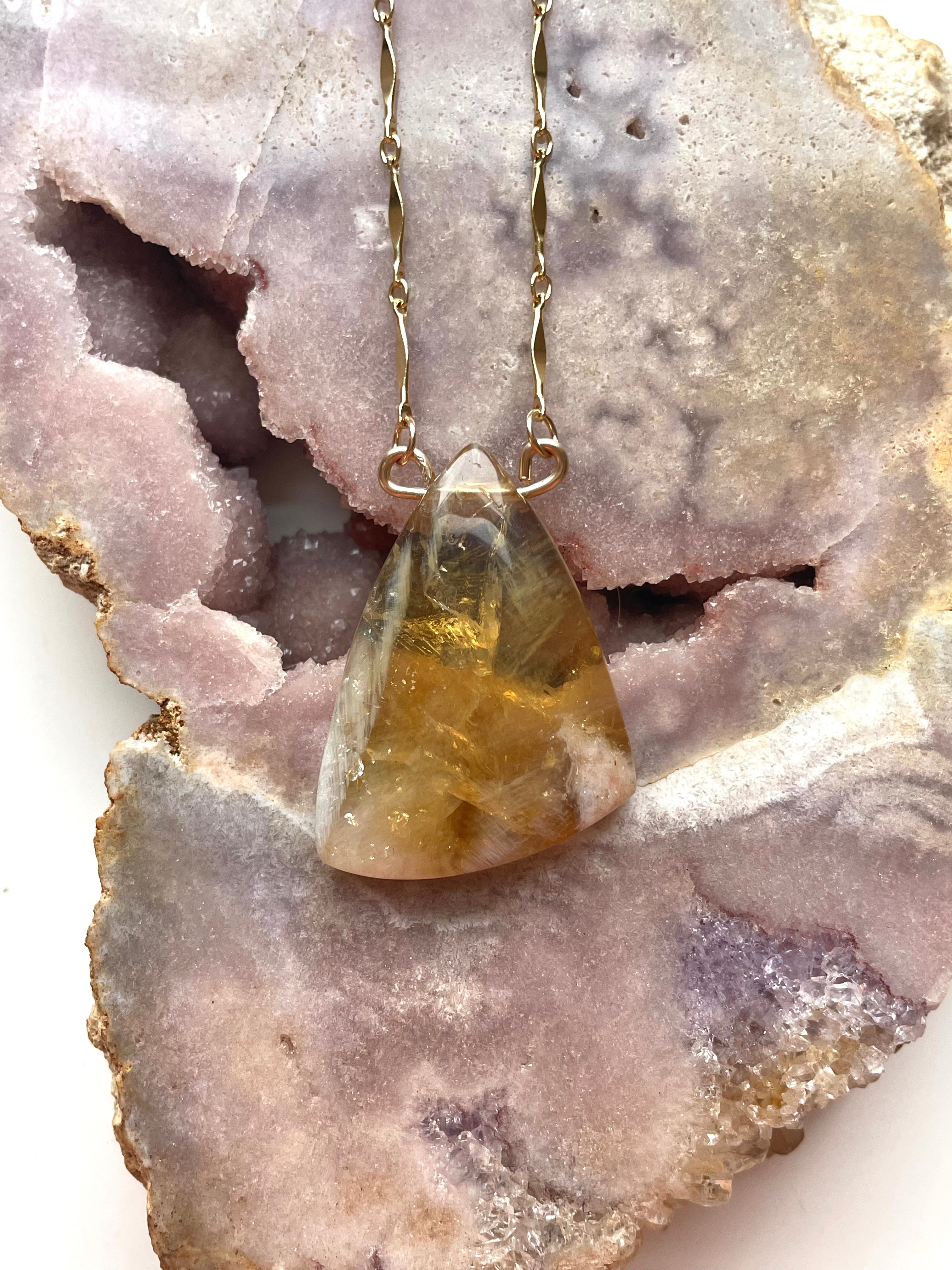 Genuine Yellow Citrine Necklace - 14k Gold Filled Chain - Elegant Chunky Gemstone Jewelry for Women - Perfect for Gifts, Parties & Everyday Wear