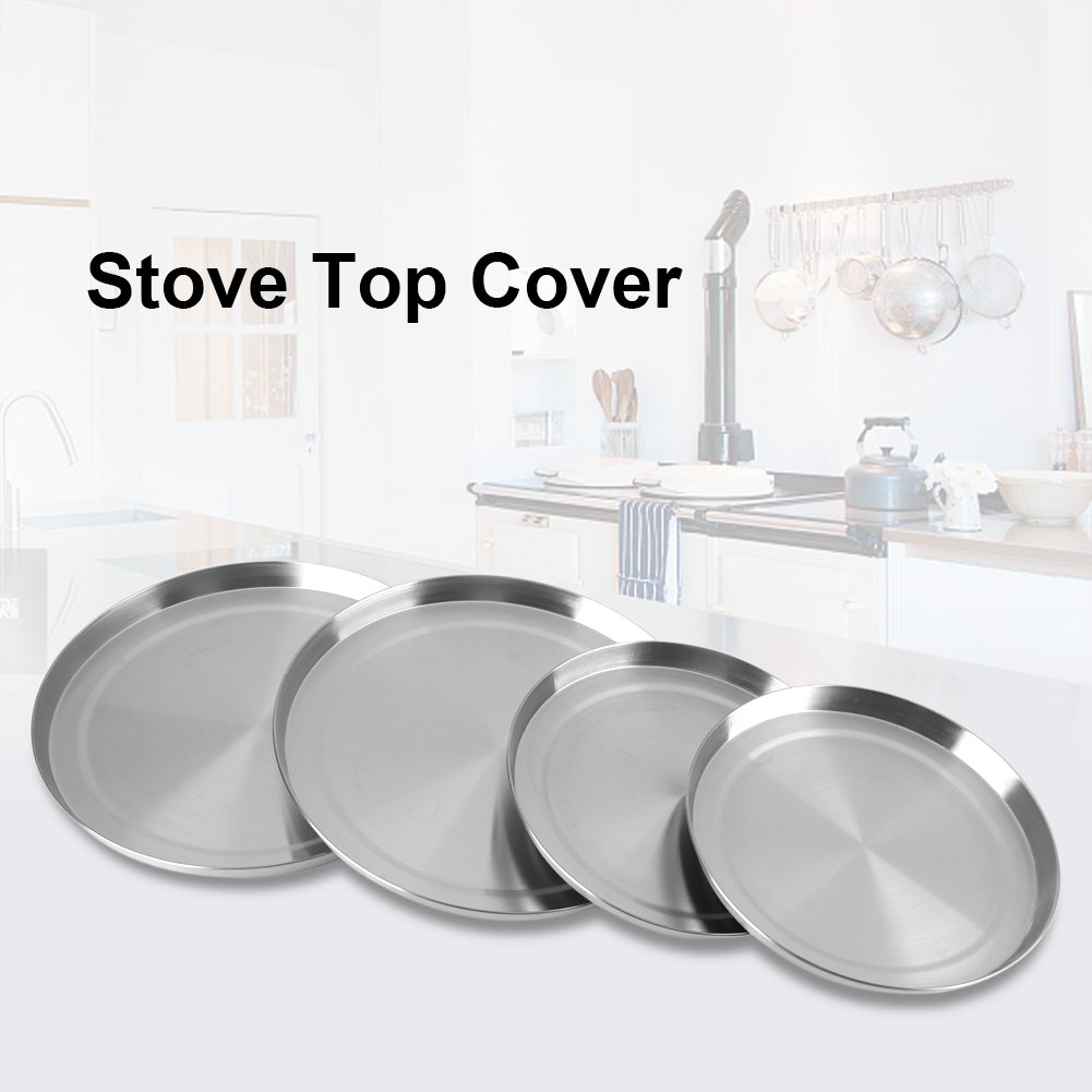 Stainless Steel Stove Top Covers - 4 Pack Round Electric Stovetop Protectors for Kitchen | Heat Resistant, Durable & Easy to Clean | Perfect for Gas & Electric Ranges, Countertop Protection & Kitchen Decor