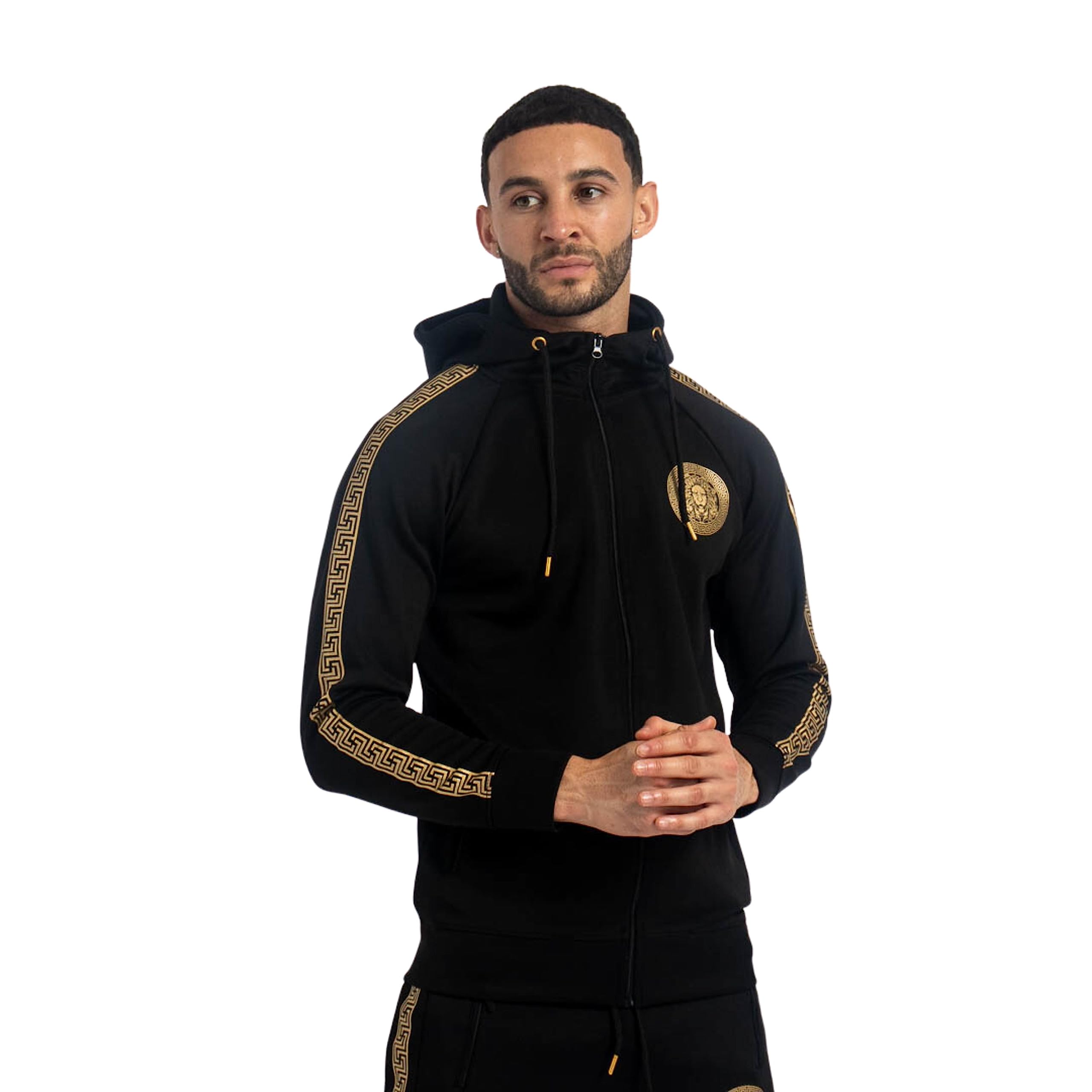 Men's Full Zip Hooded Tracksuit Set - Gym Jogging Sweat Suit with Tricot Jacket & Pants for Workout, Running, and Casual Wear