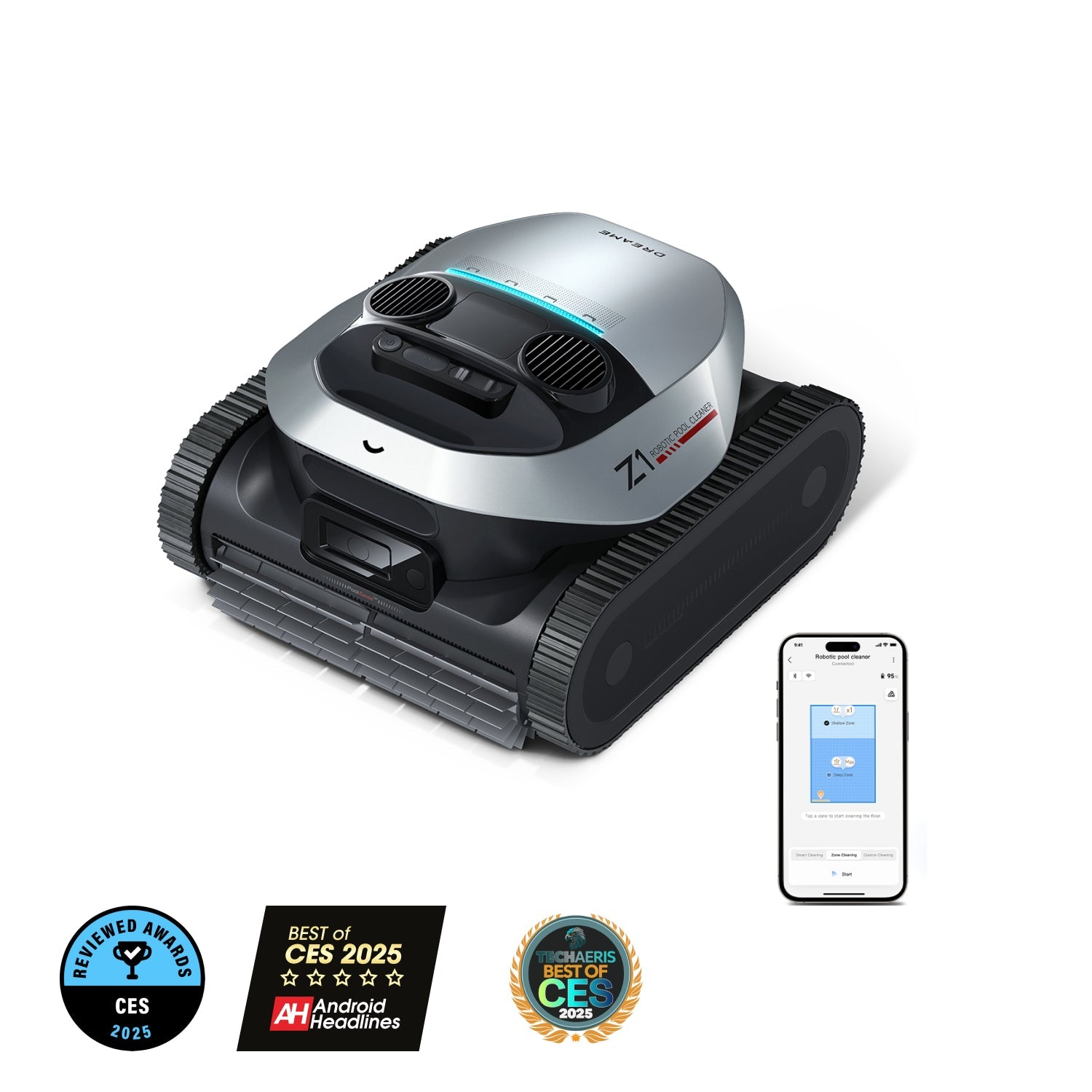 Dreame Z1 Robotic Pool Cleaner - Automatic Swimming Pool Vacuum with Smart Navigation, Powerful Suction - Perfect for In-Ground & Above Ground Pools - Ideal for Weekly Pool Maintenance & Deep Cleaning
