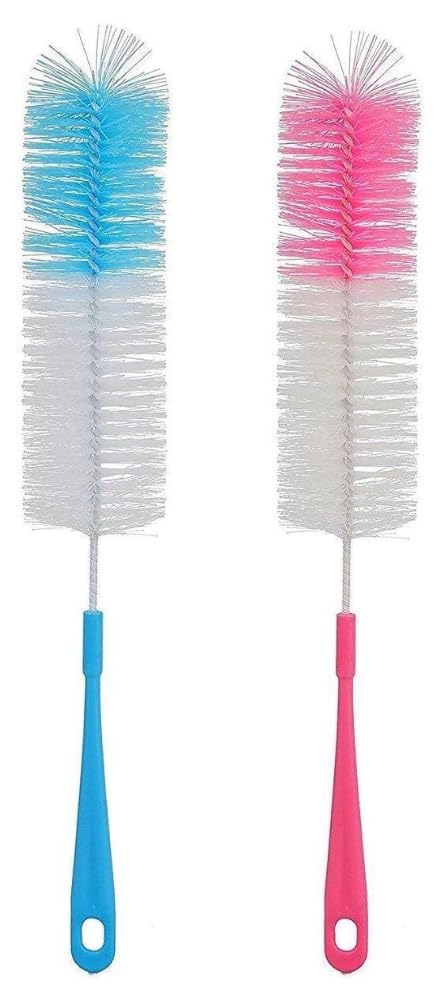 ScentRose 2-Pack Long Bottle Cleaning Brush Set - Nylon Bristles for Glass & Plastic Bottles, Water Bottle Cleaner Tool (Random Colors, Made in India) - Perfect for Baby Bottles, Sports Bottles, and Hard-to-Reach Containers