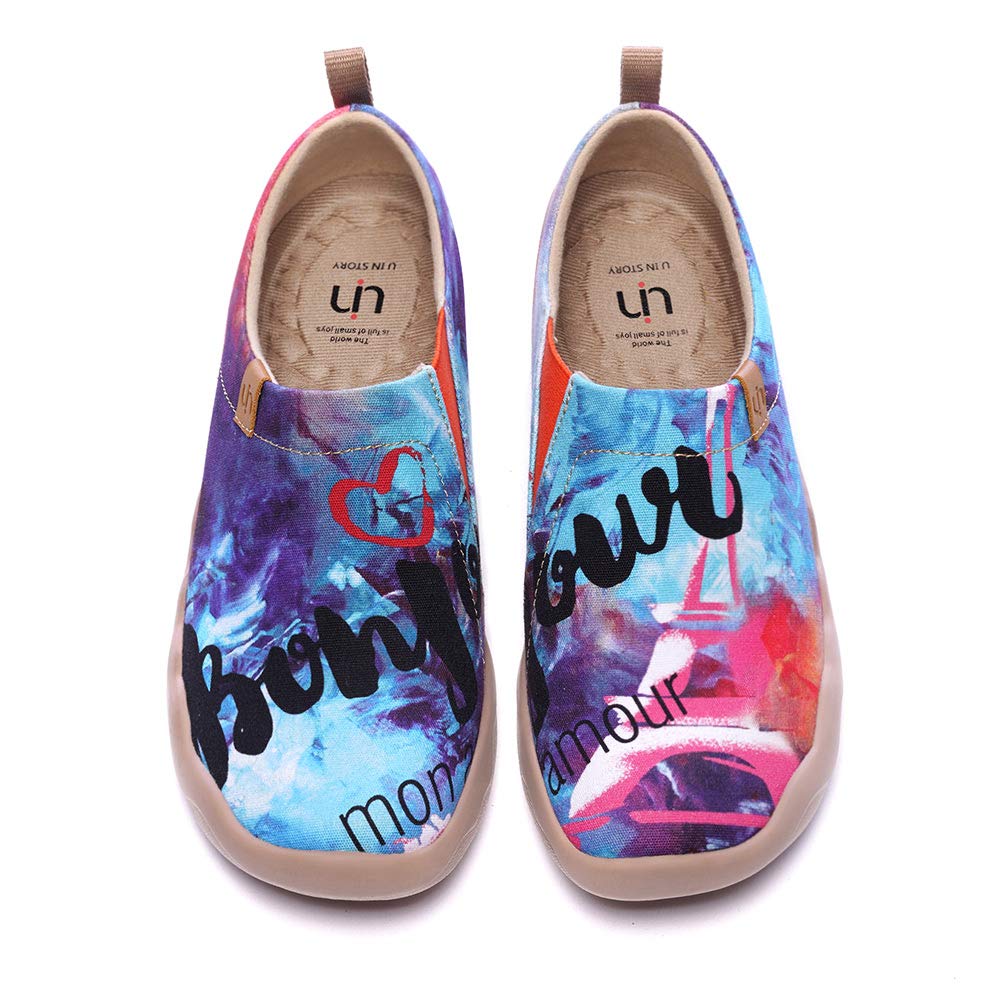 UIN Women's Slip On Sneakers - Casual Knit Loafers with Artistic Painting | Comfortable Soft Walking Shoes for Women | Perfect for Work, Travel & Everyday Wear