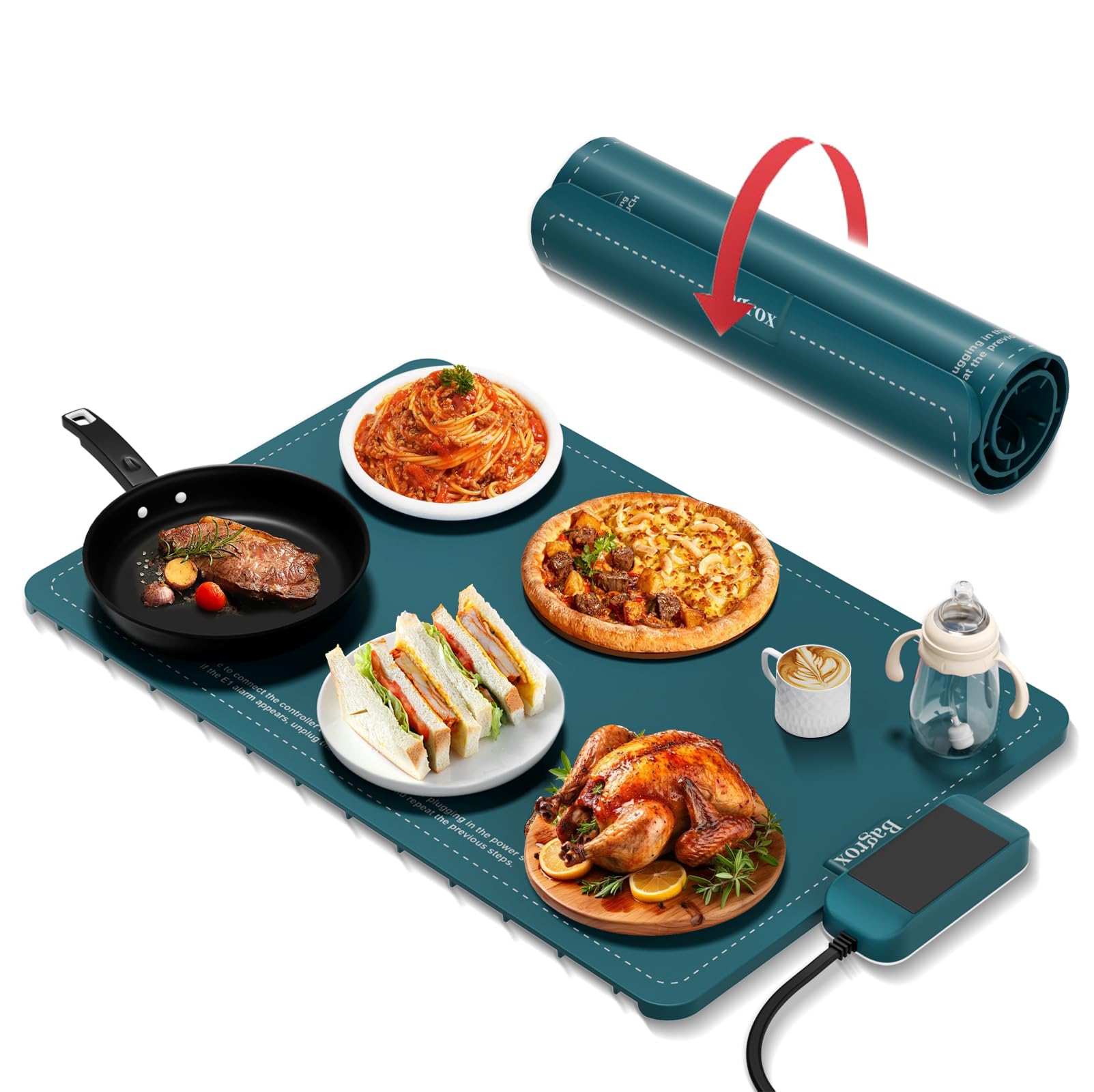 Electric Food Warming Mat with Adjustable Temperature - Green Buffet Warmer Tray for Parties, Catering & Home Dining | Keep Meals Warm at Events, Restaurants & Family Gatherings