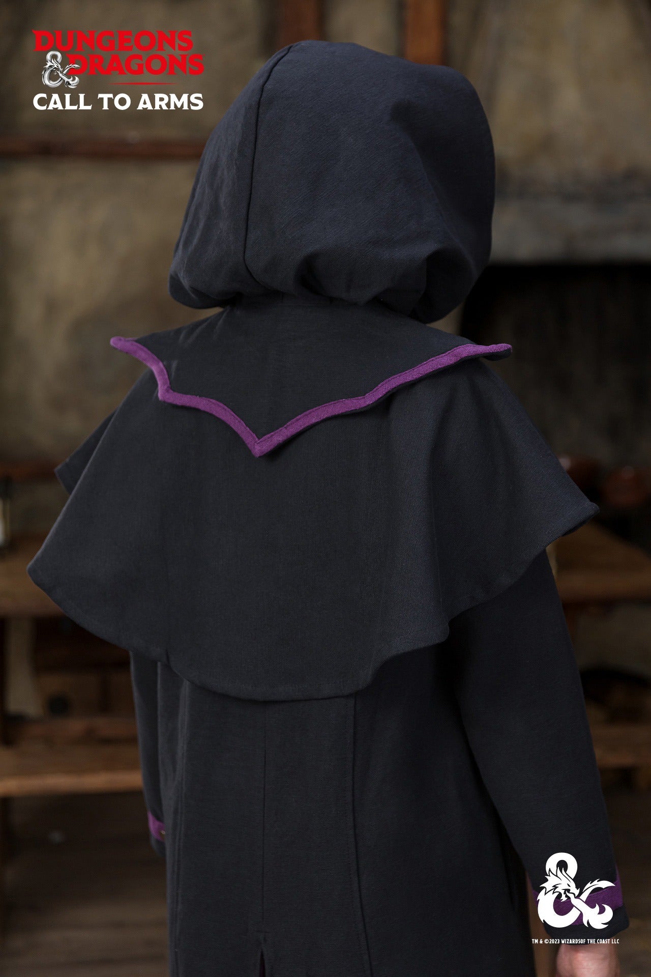 Dungeons & Dragons Warlock Hood Black Purple - Fantasy Cosplay Costume for D&D RPG LARP & Halloween