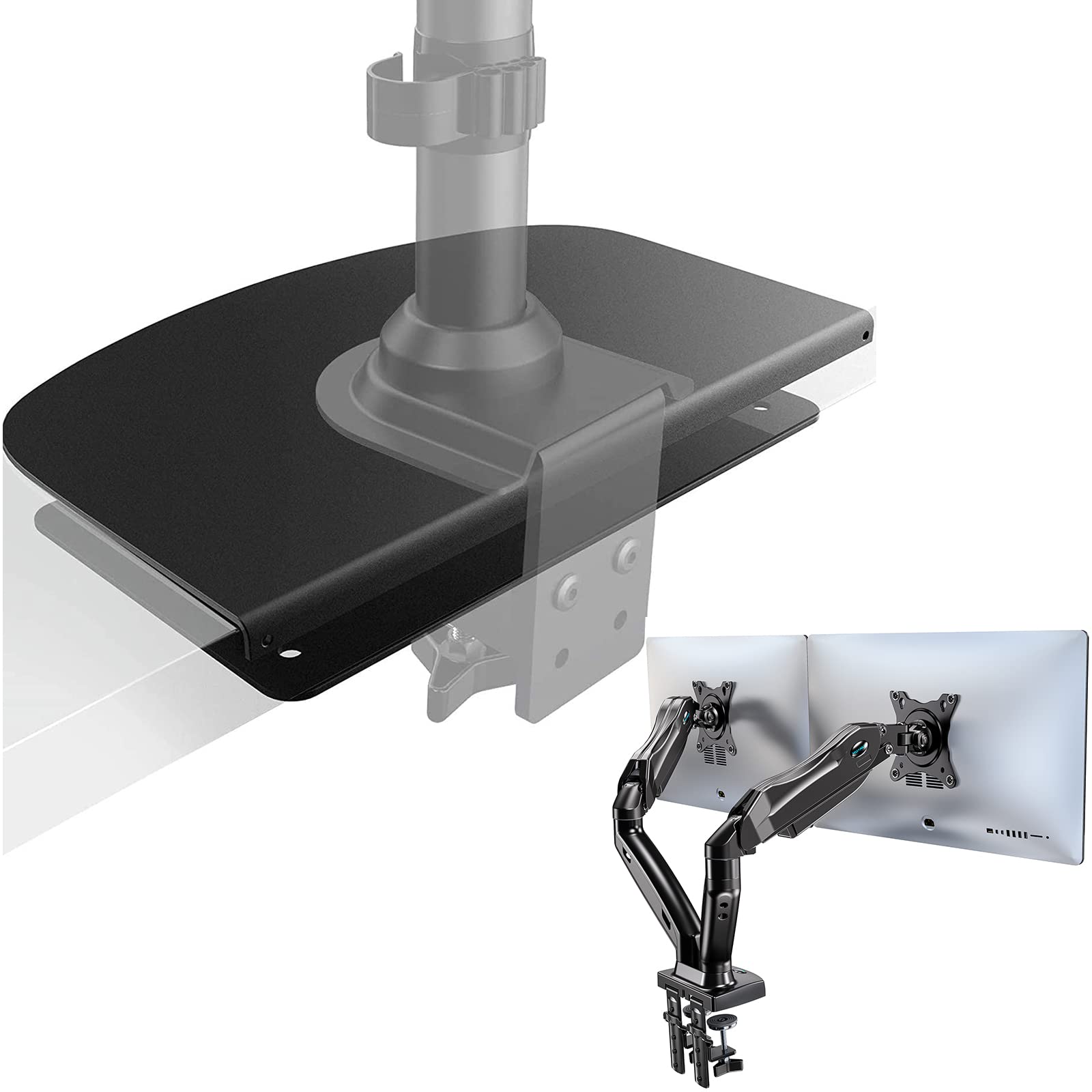 HUANUO Heavy Duty Steel Monitor Mount Reinforcement Plate - Dual Monitor Stand for 13-32 Inch Screens - Perfect for Home Office, Gaming Setup & Workspace Ergonomics