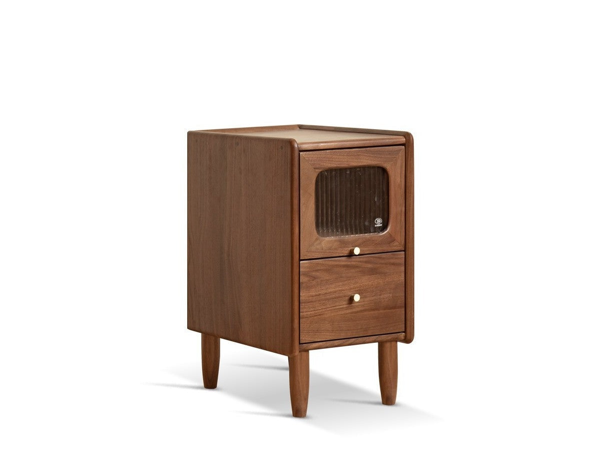 Solid Black Walnut Nightstand - Ultra Narrow Bedside Table with Calpa Wood - Perfect for Small Spaces, Apartments & Modern Bedrooms