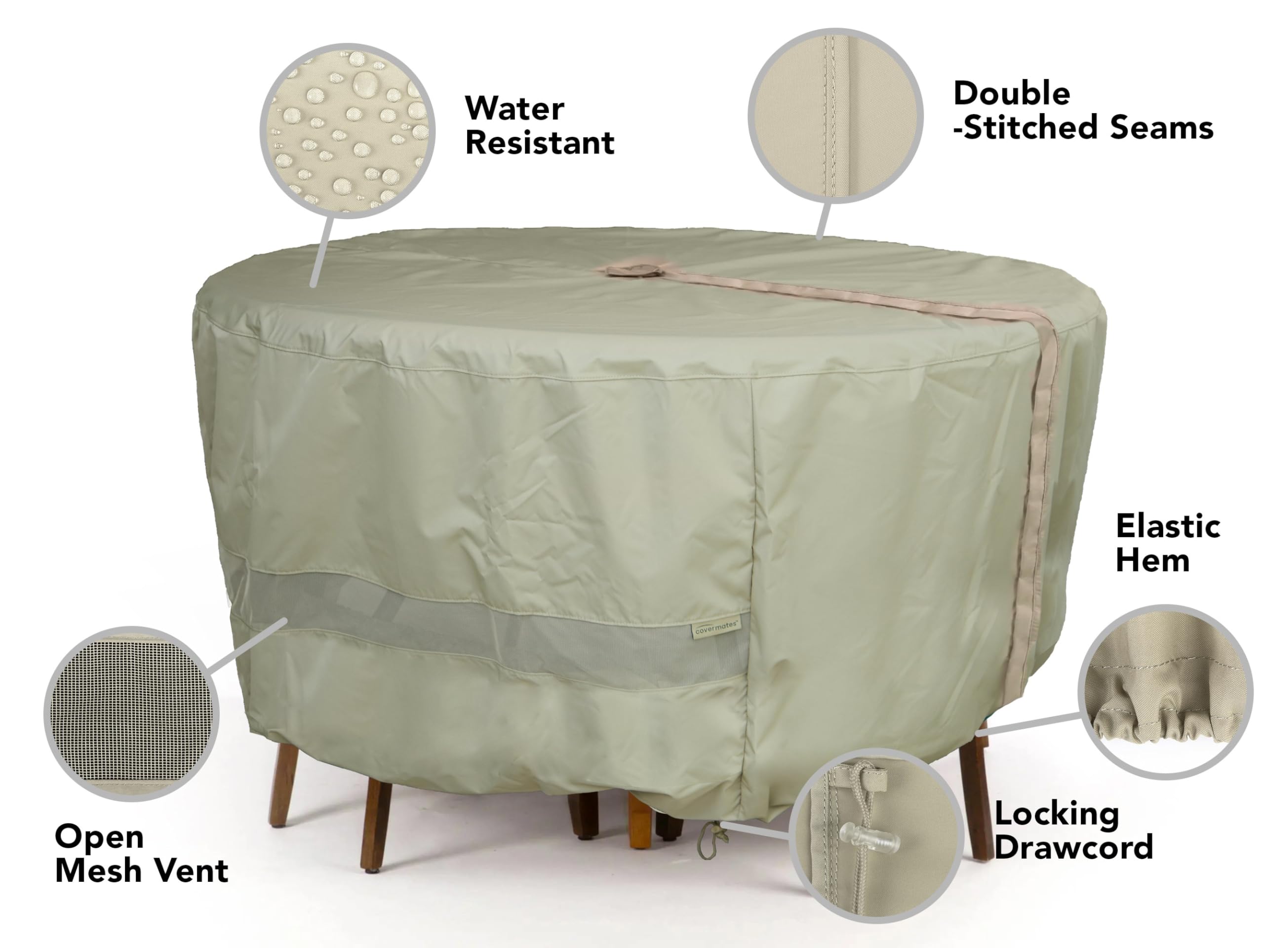 Waterproof Round Patio Table Cover with Umbrella Hole - 86