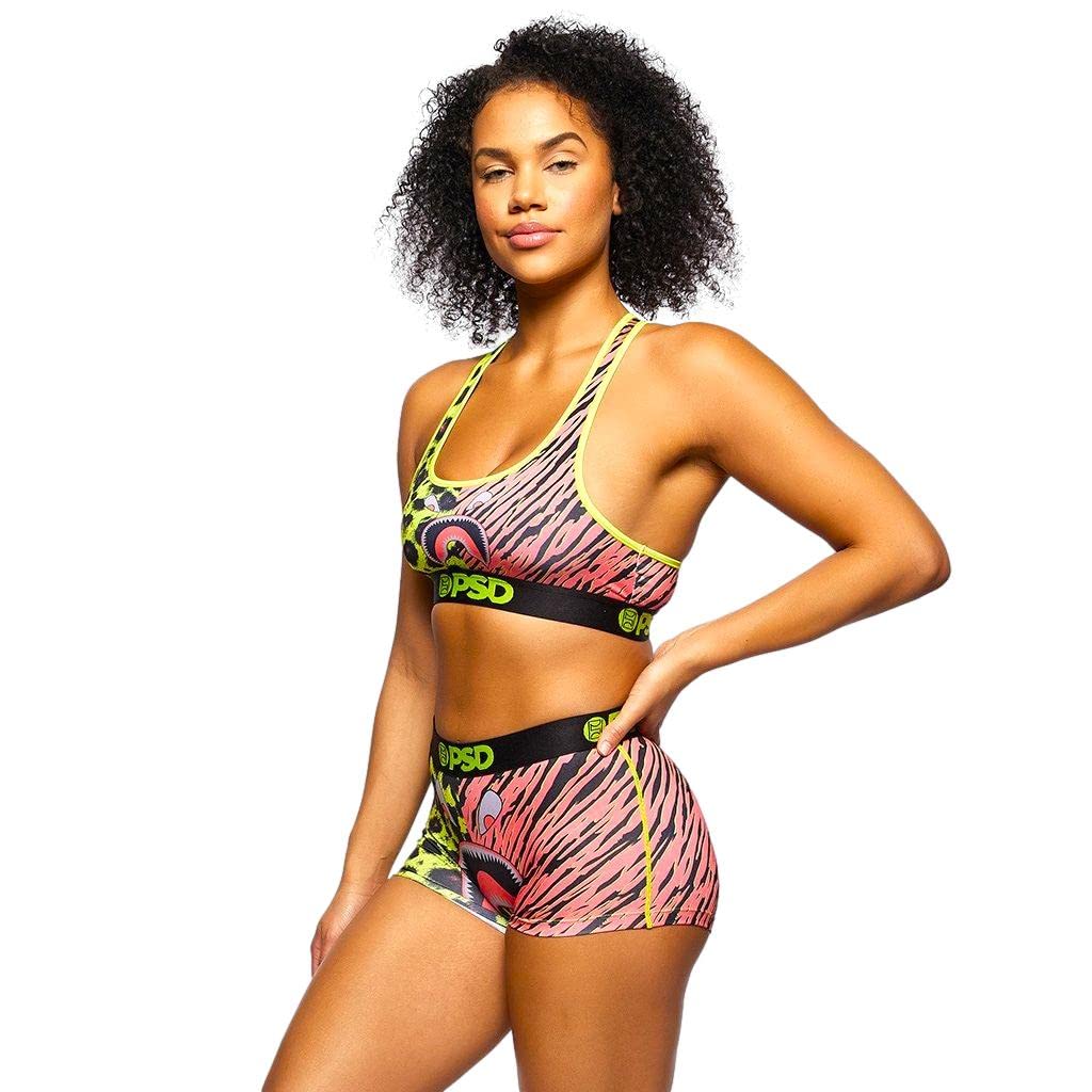 PSD Women's Neon Cat Print Boyshort Underwear - Red, Size XS - Comfortable & Sexy Lingerie for Sleep, Lounge & Everyday Wear