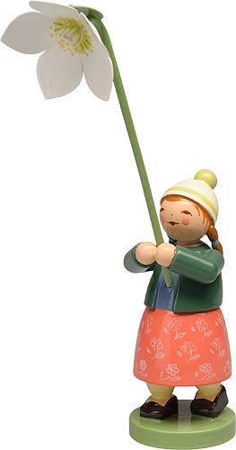 Wendt & Kuhn Girl with Christmas Rose Figurine - Handcrafted German Porcelain Collectible for Holiday Decor & Gift Giving
