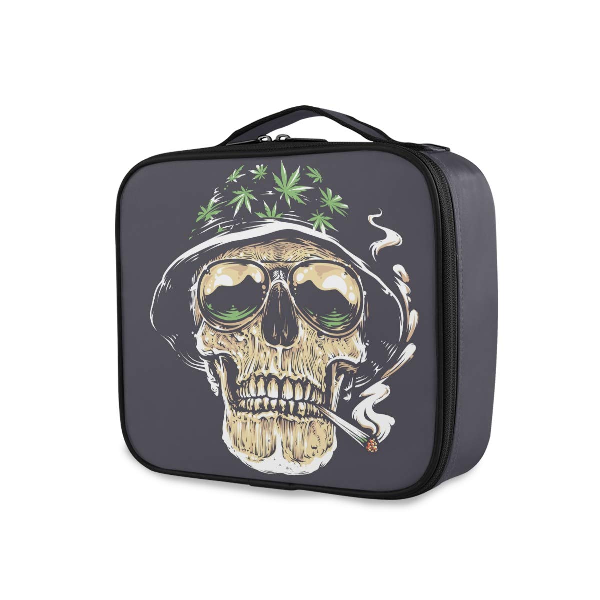ALAZA Skull & Leaves Makeup Train Case - Adjustable Dividers Cosmetic Bag Organizer for Women & Teens - Portable Travel Toiletry Storage - Perfect for Travel, Home Organization & Gift Giving