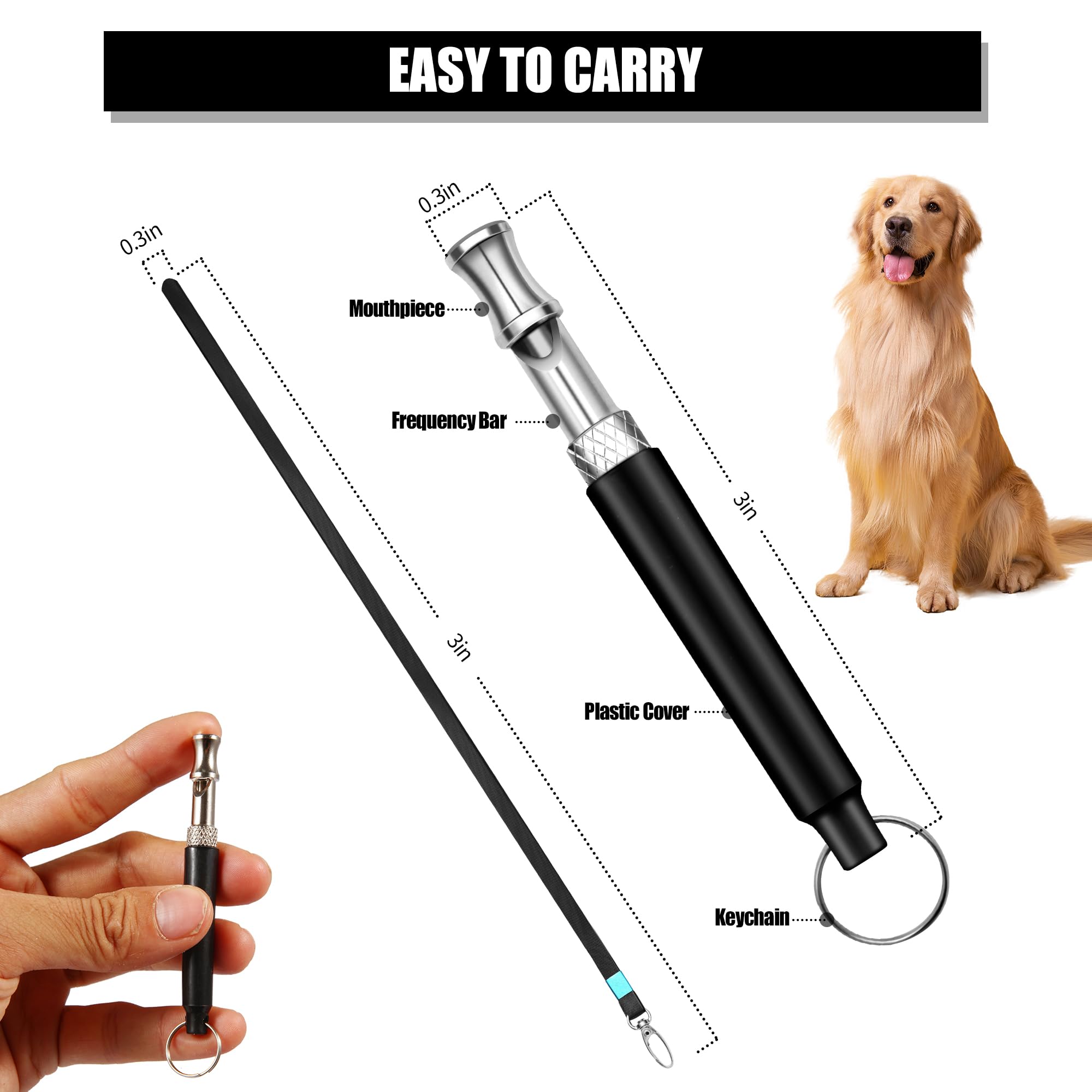2 Pack Adjustable Ultrasonic Silent Dog Whistle for Training - Stop Barking & Neighbor Disturbances | Perfect for Obedience Training, Recall Commands & Behavioral Correction