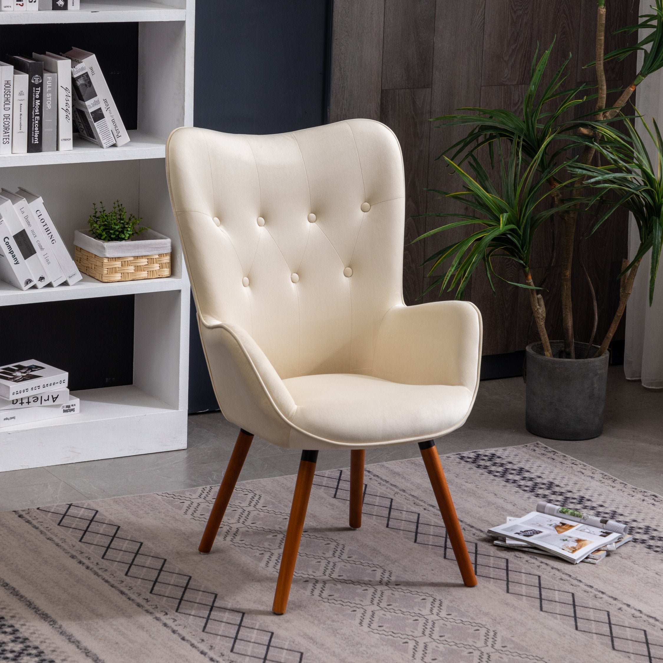 Roundhill Furniture Doarnin Contemporary Silky Velvet Tufted Button Back Accent Chair - Modern Living Room Seating for Home Office, Lounge & Bedroom Decor