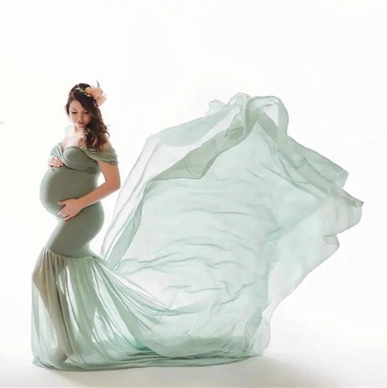 Ruffle One Shoulder Maternity Dress - 100% Pure Cotton, Solid Color Summer Photoshoot Dress for Pregnancy Photos, Baby Shower & Beach Maternity Wear