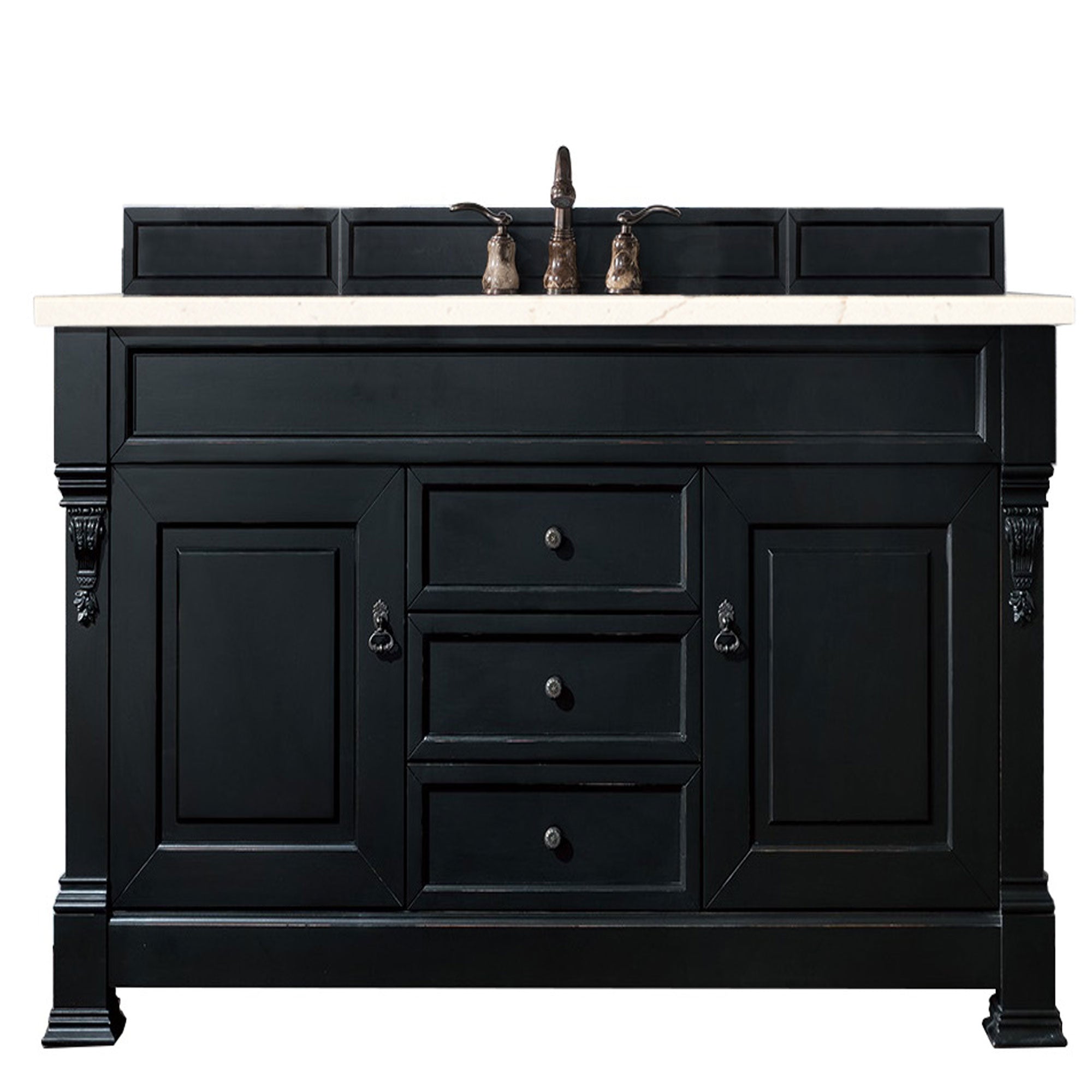 Brookfield 60 Inch Single Bathroom Vanity with Antique Black Finish & 3CM Eternal Marfil Quartz Top - Perfect for Modern and Traditional Bathroom Designs