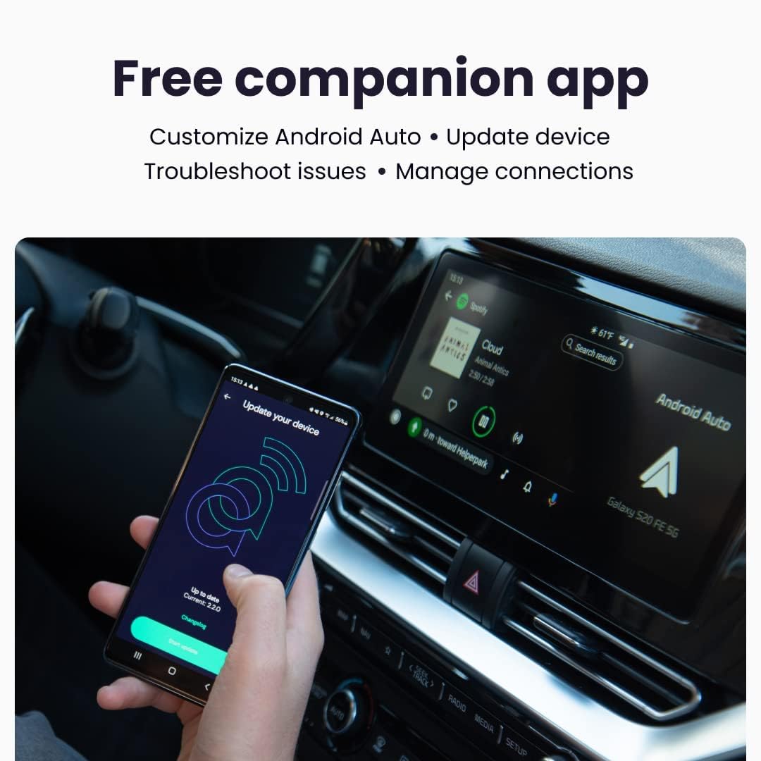 2024 Wireless Android Auto Dongle - Plug & Play Car Adapter for Android Phones - Auto Connect to Android Auto - Free Companion App - Made in Europe - Perfect for Commuting, Road Trips & Hands-Free Driving