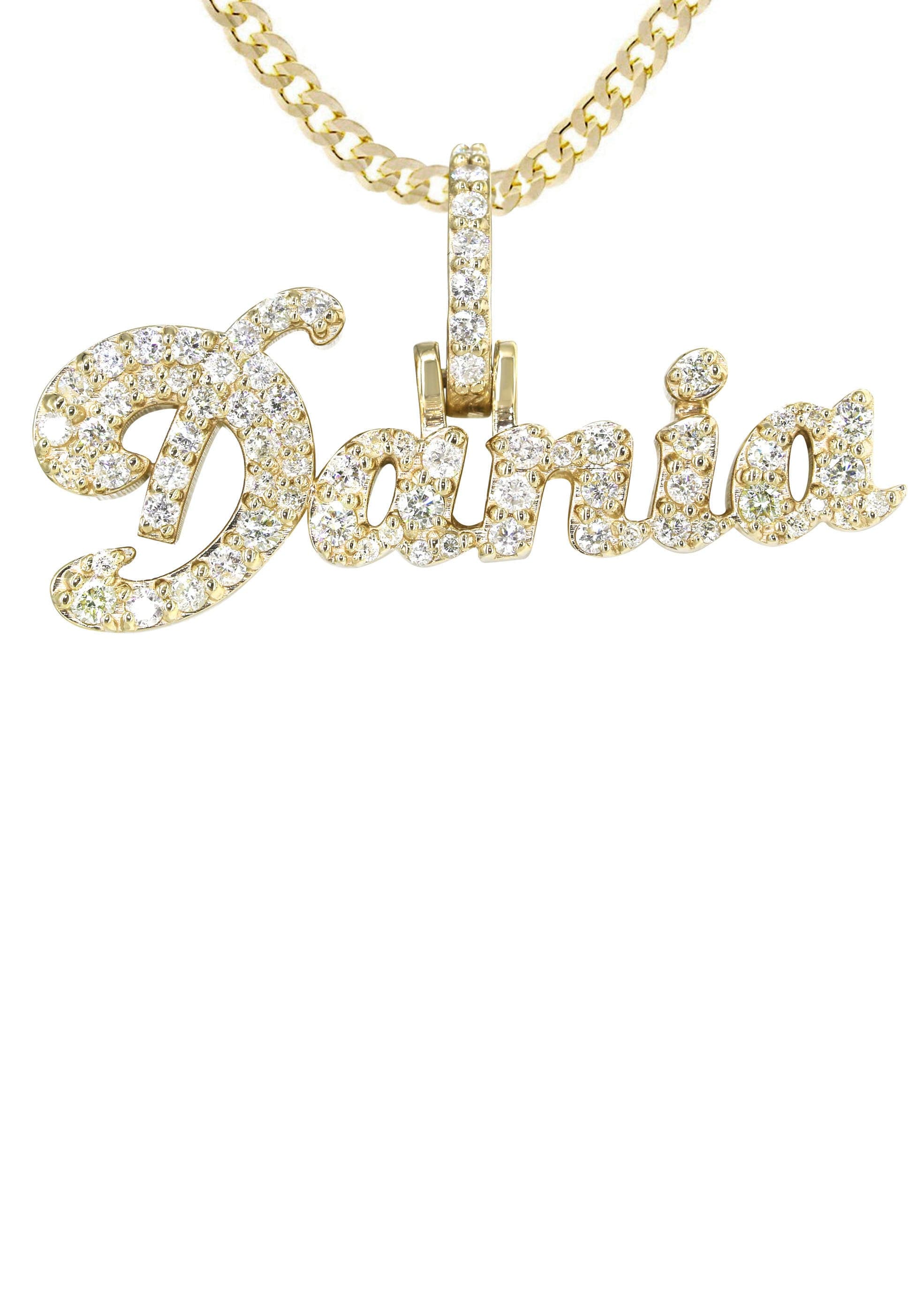 14K Yellow Gold Full Diamond Name Plate Necklace - Personalized Custom Name Jewelry for Women | Elegant Layering Piece for Everyday Wear & Special Occasions