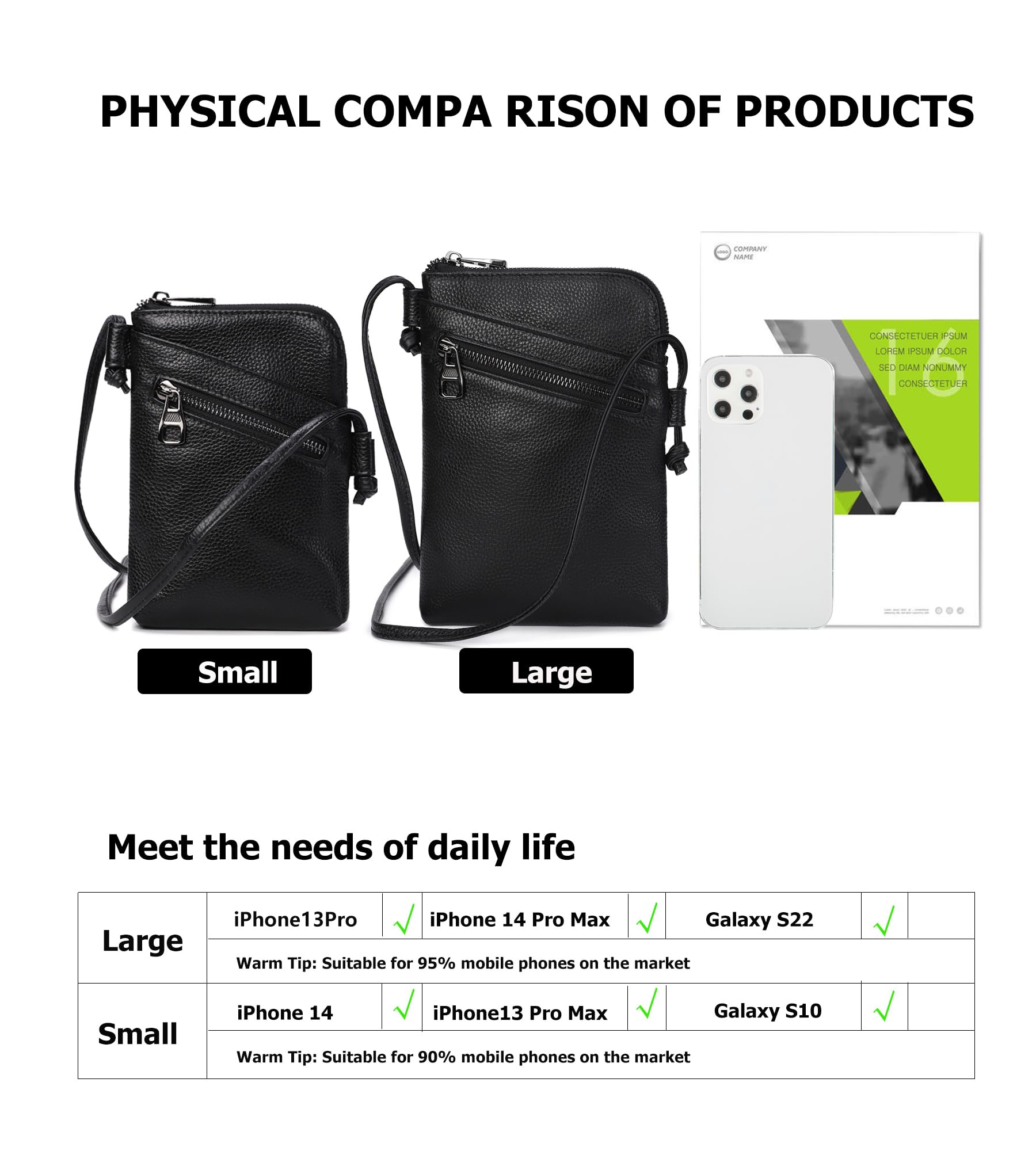 Genuine Leather Small Crossbody Bag for Women - Mini Phone Purse with Size Options (Small/Large) | Perfect for Everyday Use, Travel & Shopping