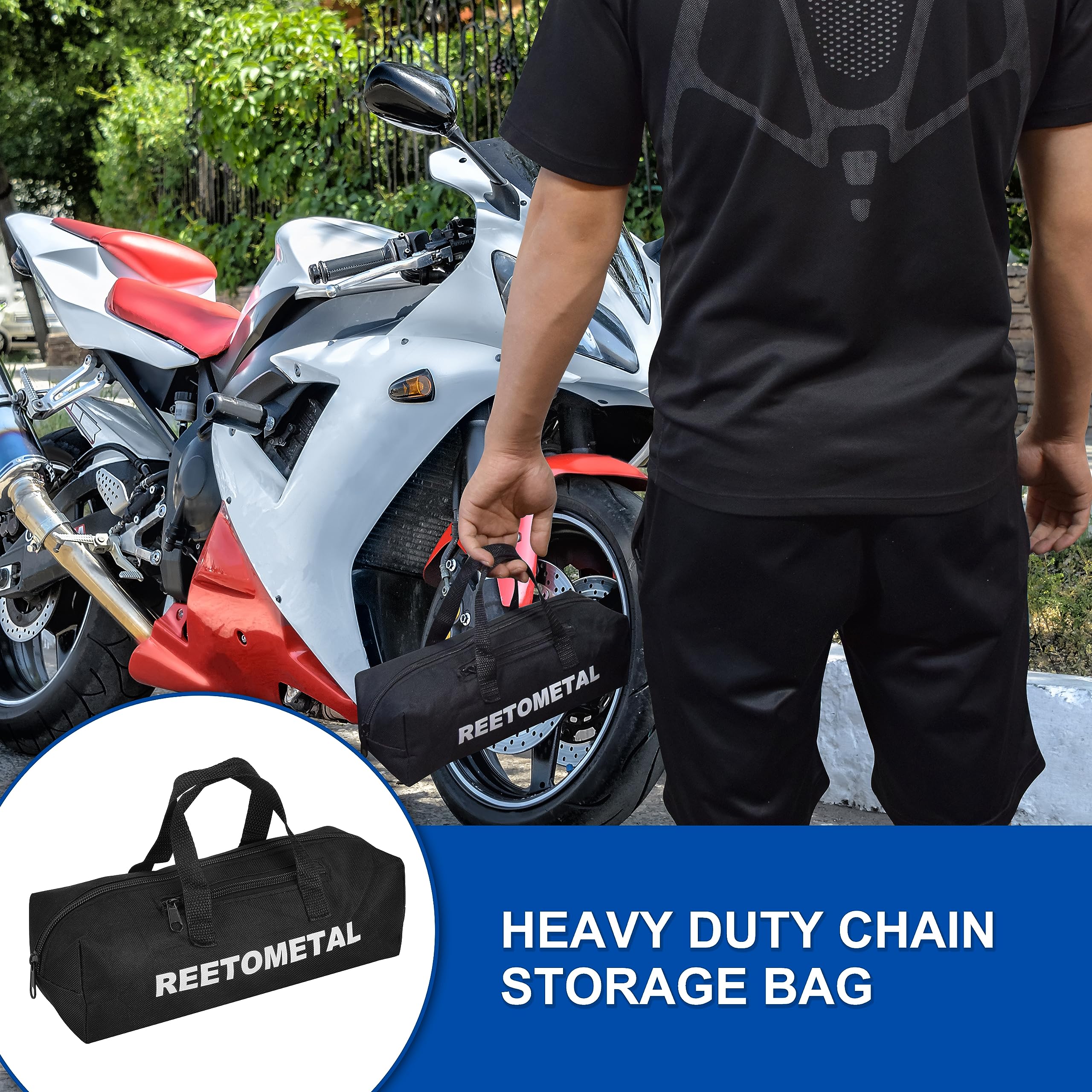 Heavy Duty Security Chain with Hidden Shackle Lock - 6 Foot x 3/8