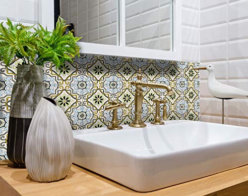 Mi Alma 24-Piece Talavera Tile Stickers - 8x8 Inch Peel and Stick Wall Decals for Easy Application | Perfect for Bathroom, Kitchen & Home Decor | Spanish-Inspired Ceramic Wall Stencils