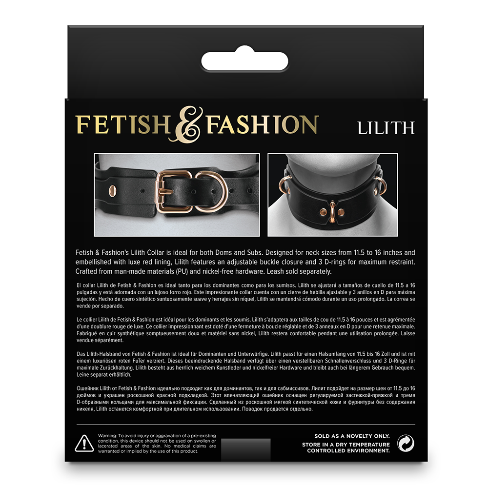 Fetish & Fashion Lilith Curved Faux Leather Posture Collar - Gothic BDSM Accessory for Role Play, Cosplay, and Fashion Statement