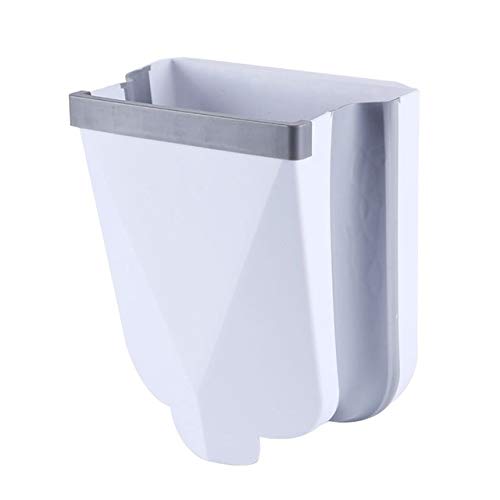 Wall Mounted Folding Trash Can - Mini Hanging Waste Bin for Kitchen Cabinet, Bathroom & Toilet - Space Saving White Garbage Bin for Food Recycling & Waste Storage (Perfect for Small Spaces, RVs & Apartments)