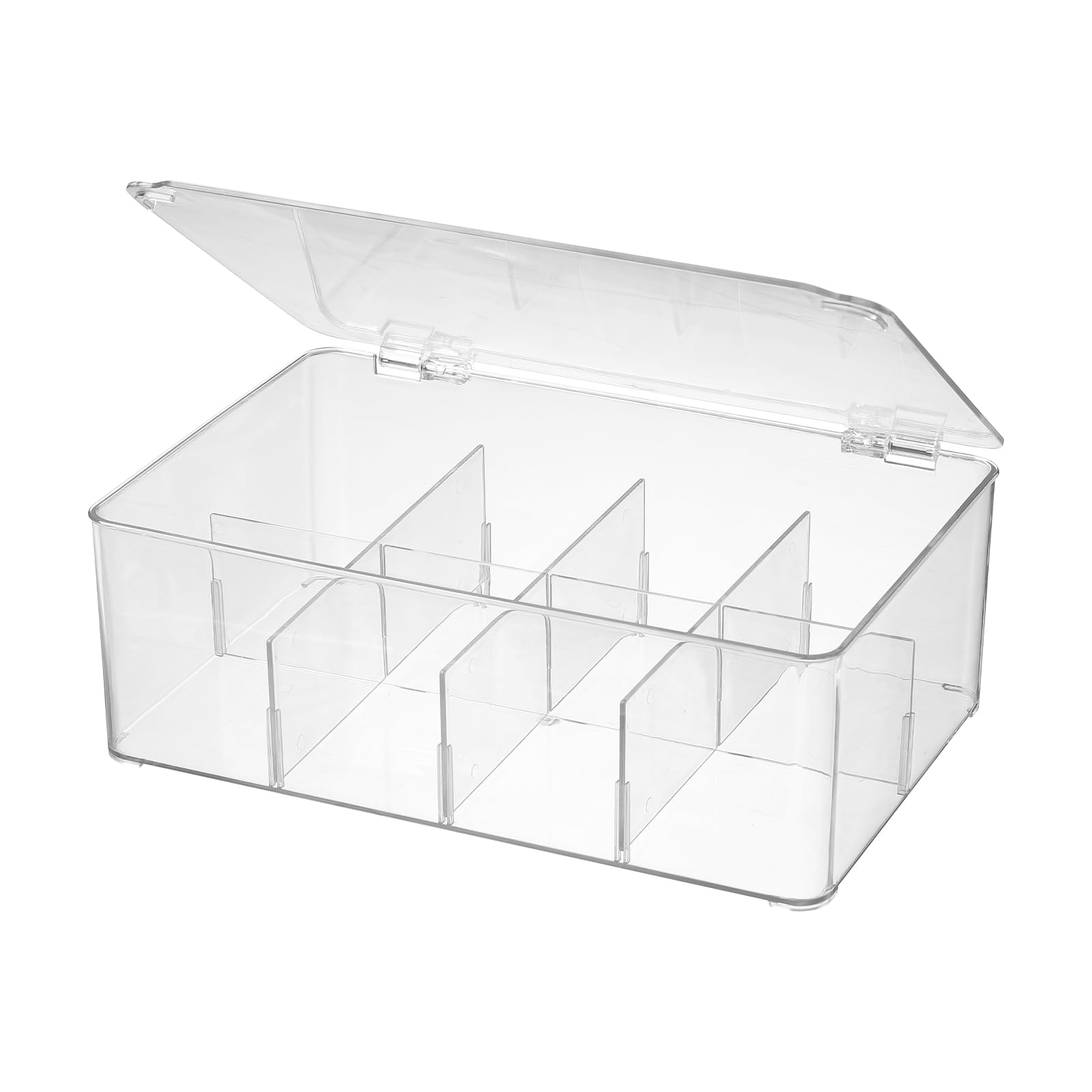 Novelinks Clear Plastic Tea Bag Organizer - Stackable Storage Container with Lid for Kitchen Cabinet, Pantry & Countertop - Holds Coffee Pods, Condiments & More (1 Pack) - Perfect for Home, Office & Restaurant Organization