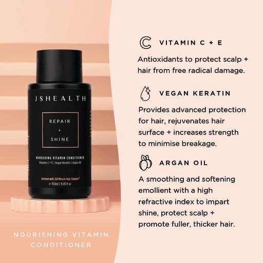 JSHealth Vitamins Inside Out Haircare Bundle - Hair + Energy Vitamins, Keratin Shampoo & Conditioner for Stronger Hair | Hair Growth & Repair Supplement for Women & Men | Daily Hair Care Routine