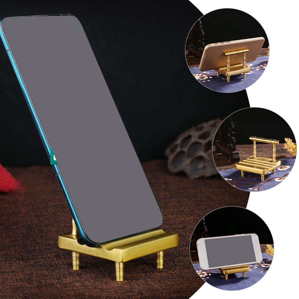 Stylish Brass Phone Stand for Desk - Elegant Office Accessory & Cell Phone Holder - Perfect for Home, Office, and Workspace Organization