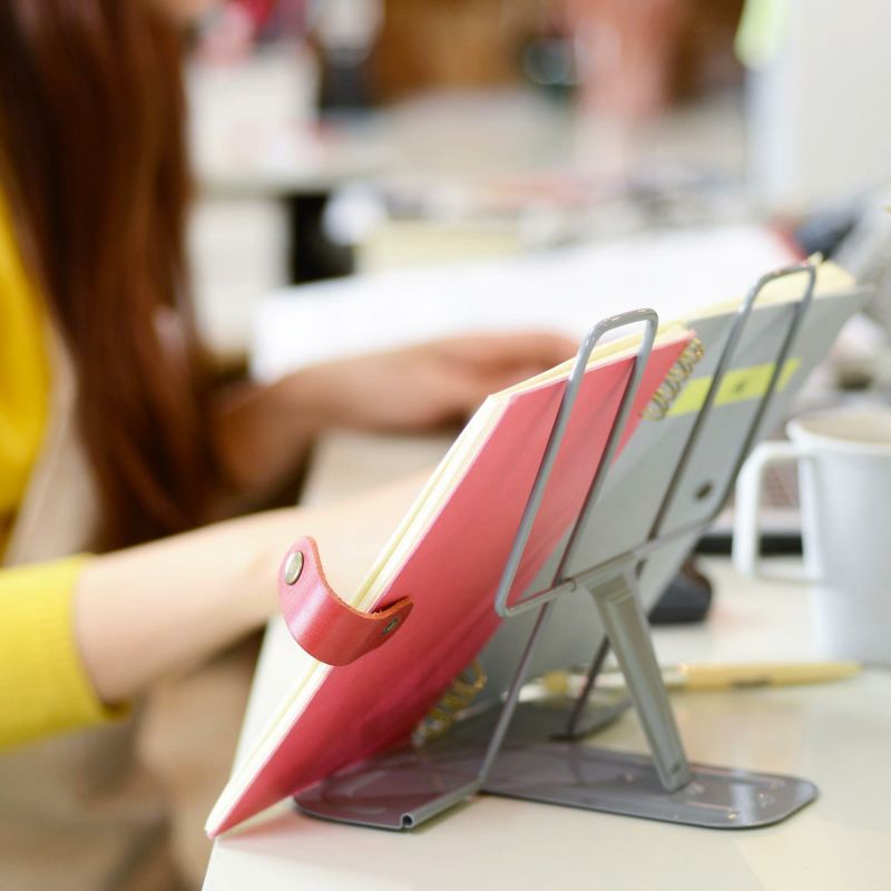 HIGHTIDE Metal Book Stand - Orange | Durable & Adjustable Book Holder for Reading, Studying & Office Use