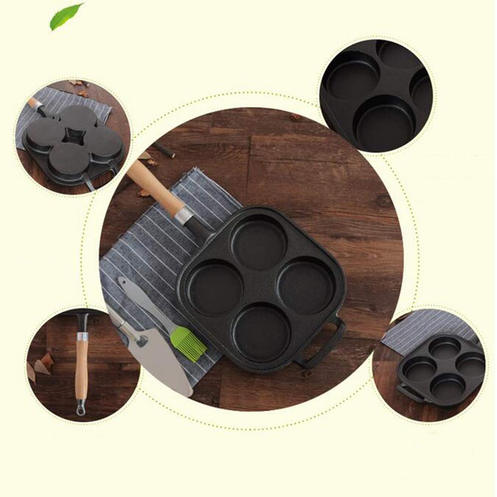 XBSXP Cast Iron Non-Stick Frying Pan - Omelette Egg Burger Cup Cooker, Pancake & Griddle Pan, Induction Compatible - Perfect for Breakfast, Camping & Outdoor Cooking