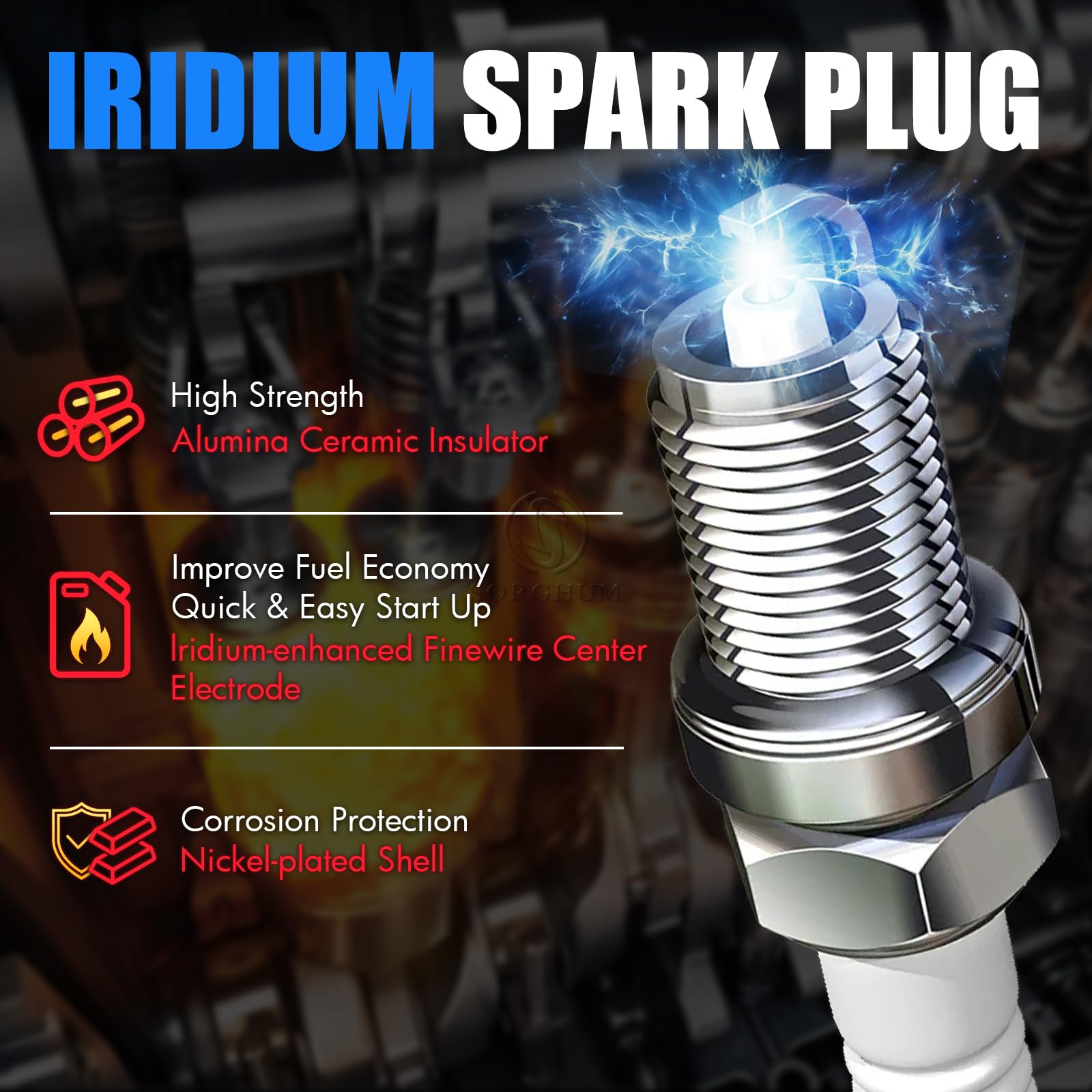 High-Performance Sorghum Ignition Coil Pack & Spark Plugs Set of 6 - Compatible with Mitsubishi Dodge Dakota Durango Nitro Ram 1500 Jeep Grand Cherokee Liberty Chrysler Aspen - Replaces UF270 5C1114 C1231 E593C IC243 - Perfect for Engine Tune-Ups & Performance Upgrades