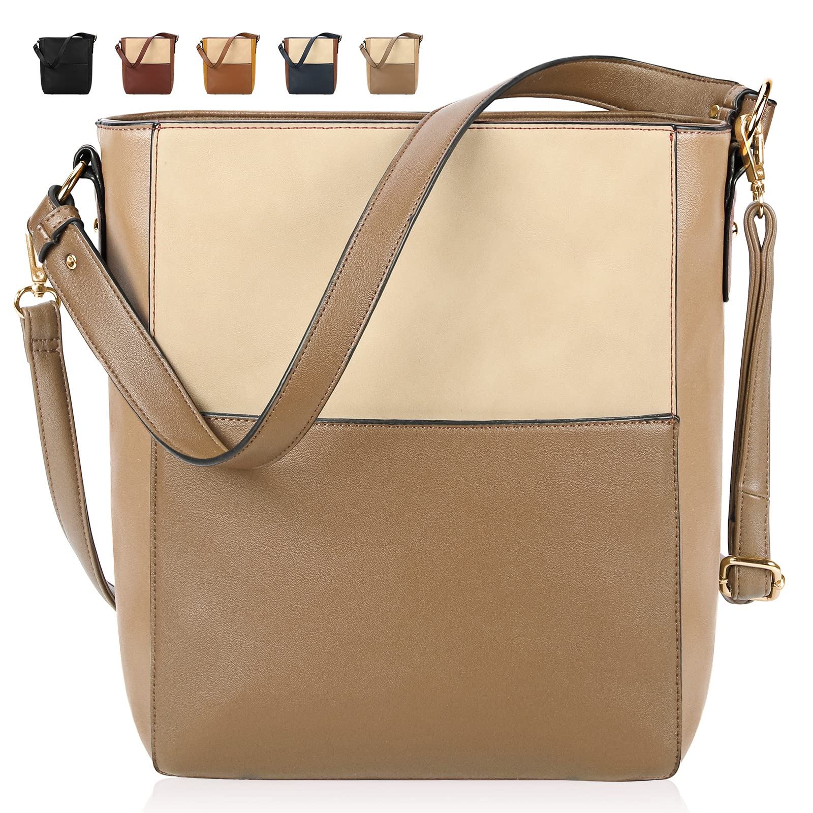 Stylish Large Leather Tote Bag for Women - Fashionable Bucket Shoulder Bag Purse for Office, School & Travel | Perfect Work Bag, Commuter Bag & Weekend Getaway Accessory