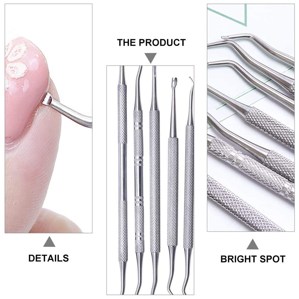Professional Stainless Steel Cuticle Remover & Pusher Set - Manicure & Pedicure Tools with Curved Fine Tip for Nail Care - Perfect for Home Salon, DIY Nail Art & Professional Grooming