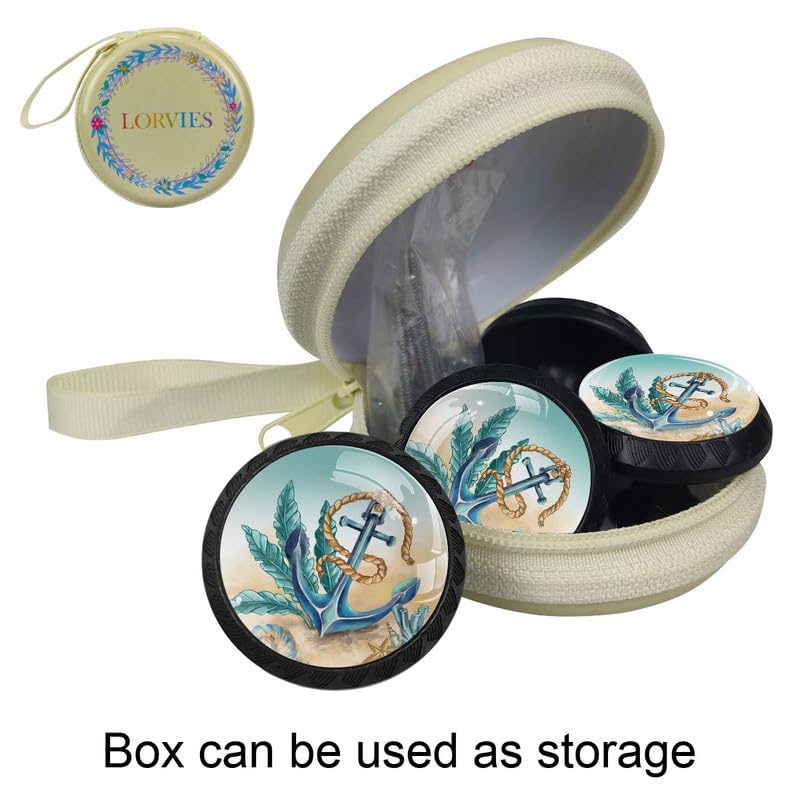 LORVIES 4 Pack Black Ocean Knobs - ABS Glass Drawer Pulls for Kitchen Cabinets & Bedroom Dressers (Sea Anchor Design)