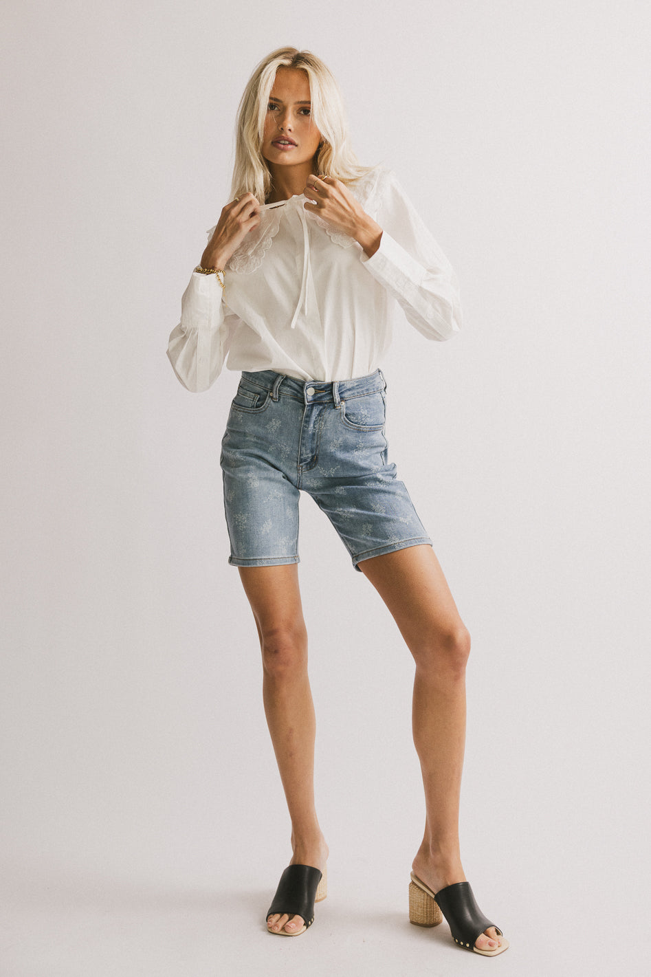 Alexsis Floral Denim Shorts for Women - High Waisted Summer Shorts with Pockets | Casual Outfit, Beach Wear, Street Style Fashion