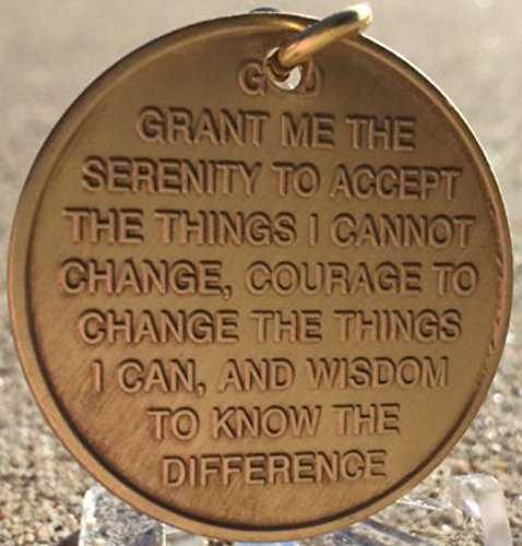 Women in Recovery Bronze Keychain Medallion with Rose & Serenity Prayer - Inspirational Gift for AA, NA, Sobriety Anniversary & Spiritual Support