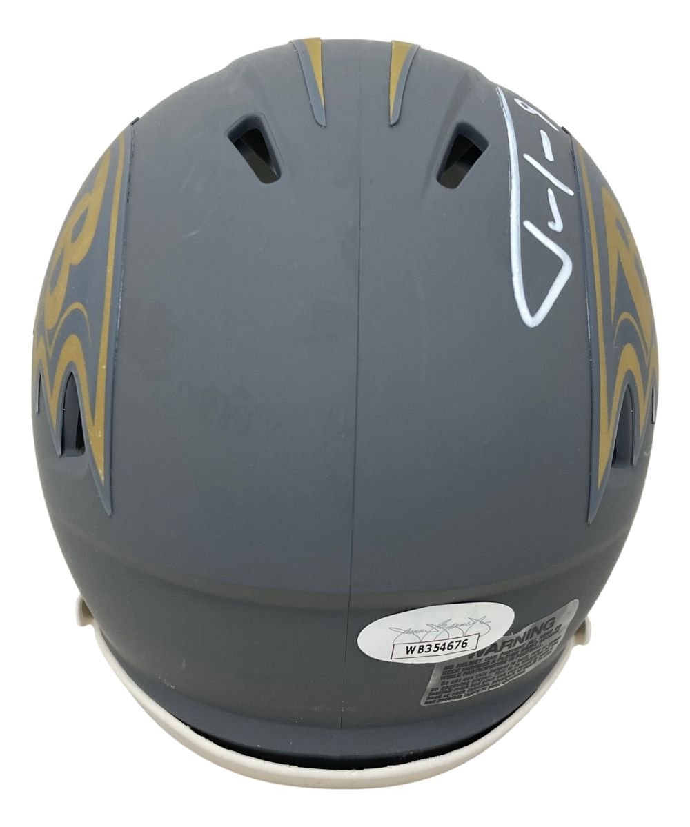 Justin Tucker Autographed Baltimore Ravens Slate Mini Speed Helmet with JSA COA - Perfect for NFL Collectors, Ravens Fans & Sports Memorabilia Displays