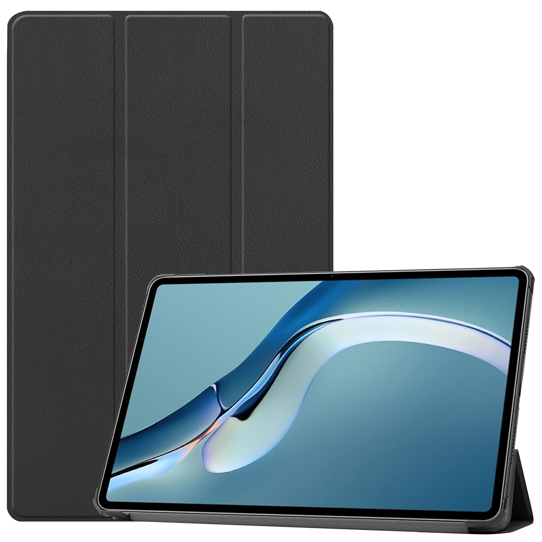 Huawei MatePad Pro 12.6 2021 Tablet Case - Lightweight Trifold Stand Cover with Hard Back, Full-Body Rugged Shockproof Protection (Black) - Perfect for Work, Travel, and Home Use