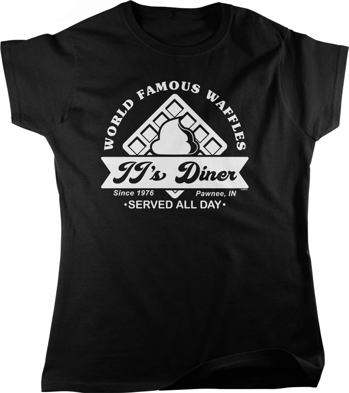 JJ's Diner World Famous Waffles Women's T-Shirt | Funny TV Show Merchandise | Perfect Gift for Fans of The Office US - Great for Casual Wear, Cosplay & Pop Culture Events