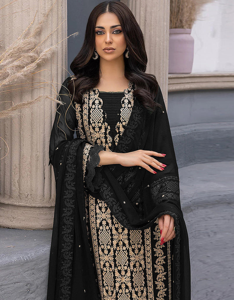 Black Faux Georgette Straight Leg Pants for Women - Elegant Office Wear & Casual Outfits