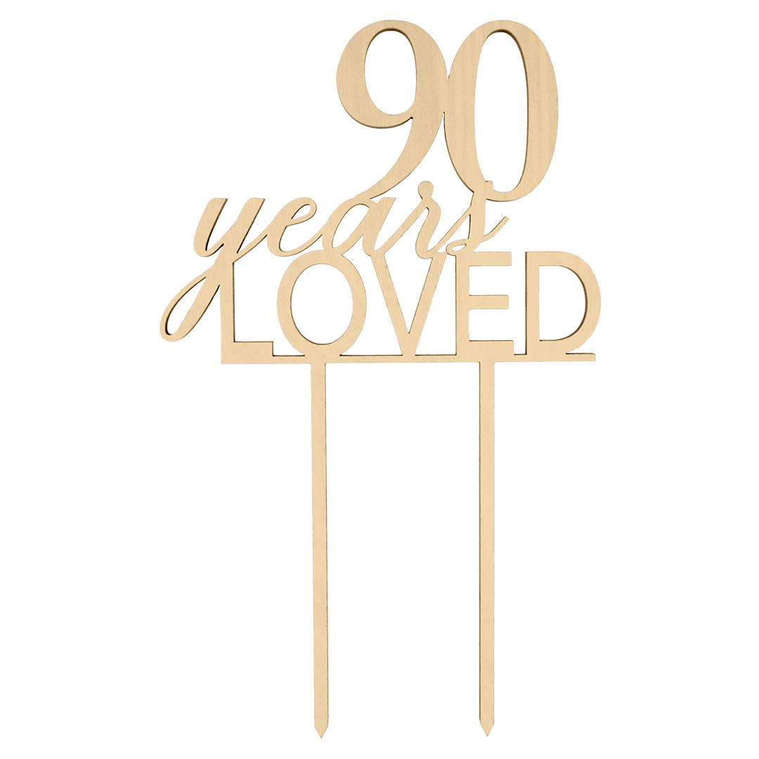 90th Anniversary Cake Topper - Rustic Chic Wood Laser Cut Cake Decor for Wedding Anniversaries, 90th Birthday Parties | Perfect for Anniversary Celebrations & Milestone Birthday Cakes