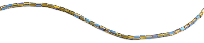 3X6mm Yellow and Blue Rectangle Faceted Crystal Beads for Jewelry Making, DIY Crafts, Bracelets, Necklaces, and Home Decor