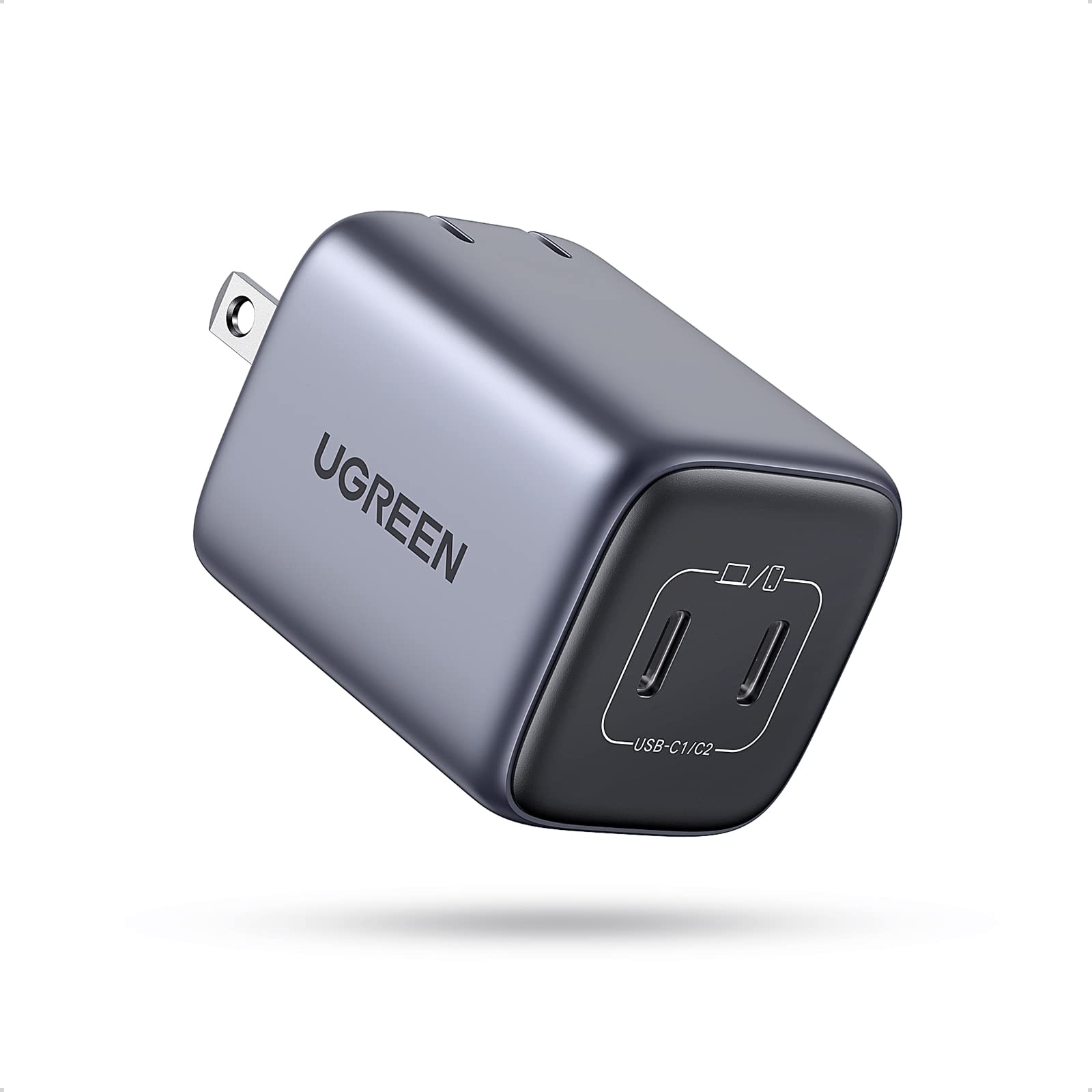 UGREEN Nexode 45W GaN PPS Dual USB C Fast Charger - Compact Wall Charger for Galaxy S24/S23/S22, iPhone 16, iPad, Pixel 9 - Super Fast Charging 2.0 Technology - Perfect for Travel, Office & Home Use (Black)
