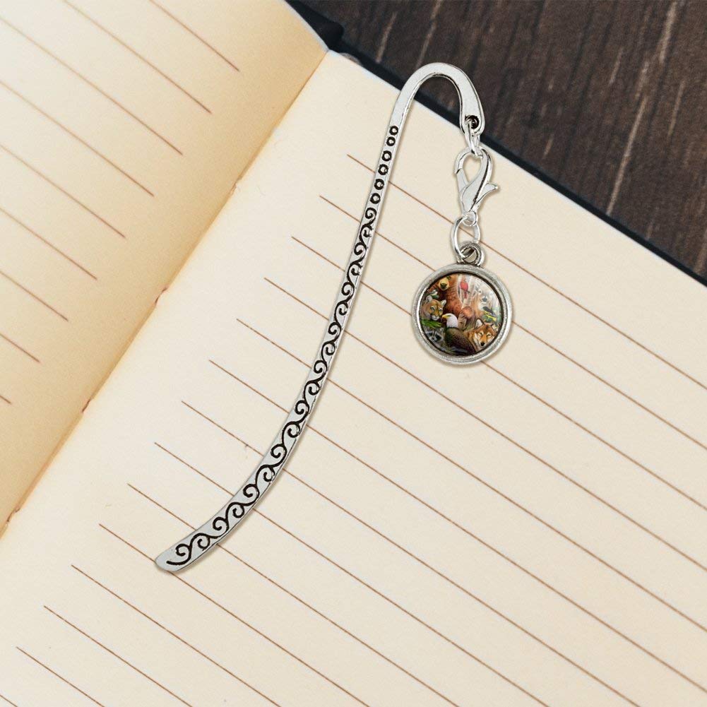 Bear Eagle Cougar Wolf Raccoon Deer Animal Themed Metal Bookmark Set - Unique Wildlife Page Markers with Charms for Book Lovers, Readers & Gift Giving