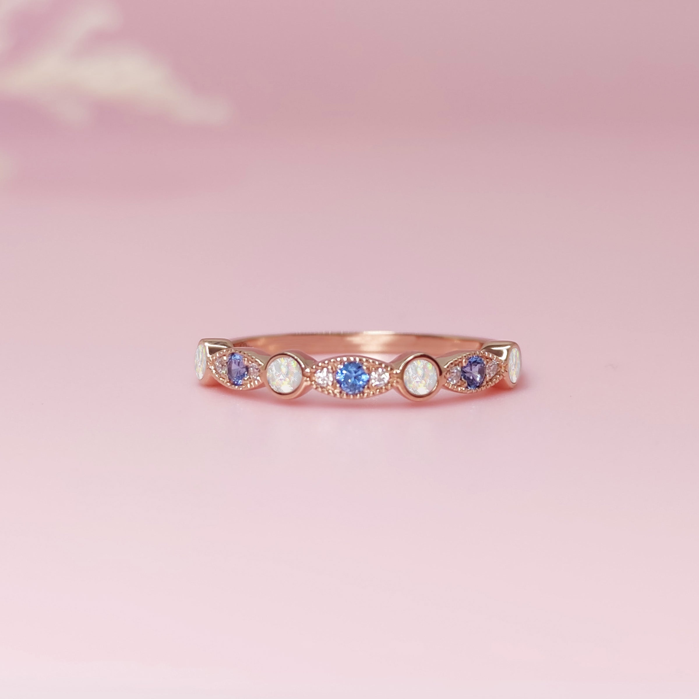 NurtureGlow Solid Gold Birthstone Stackable Ring for Ashes - Perfect Memorial Jewelry for Loved Ones | Elegant Stackable Rings for Everyday Wear or Special Occasions