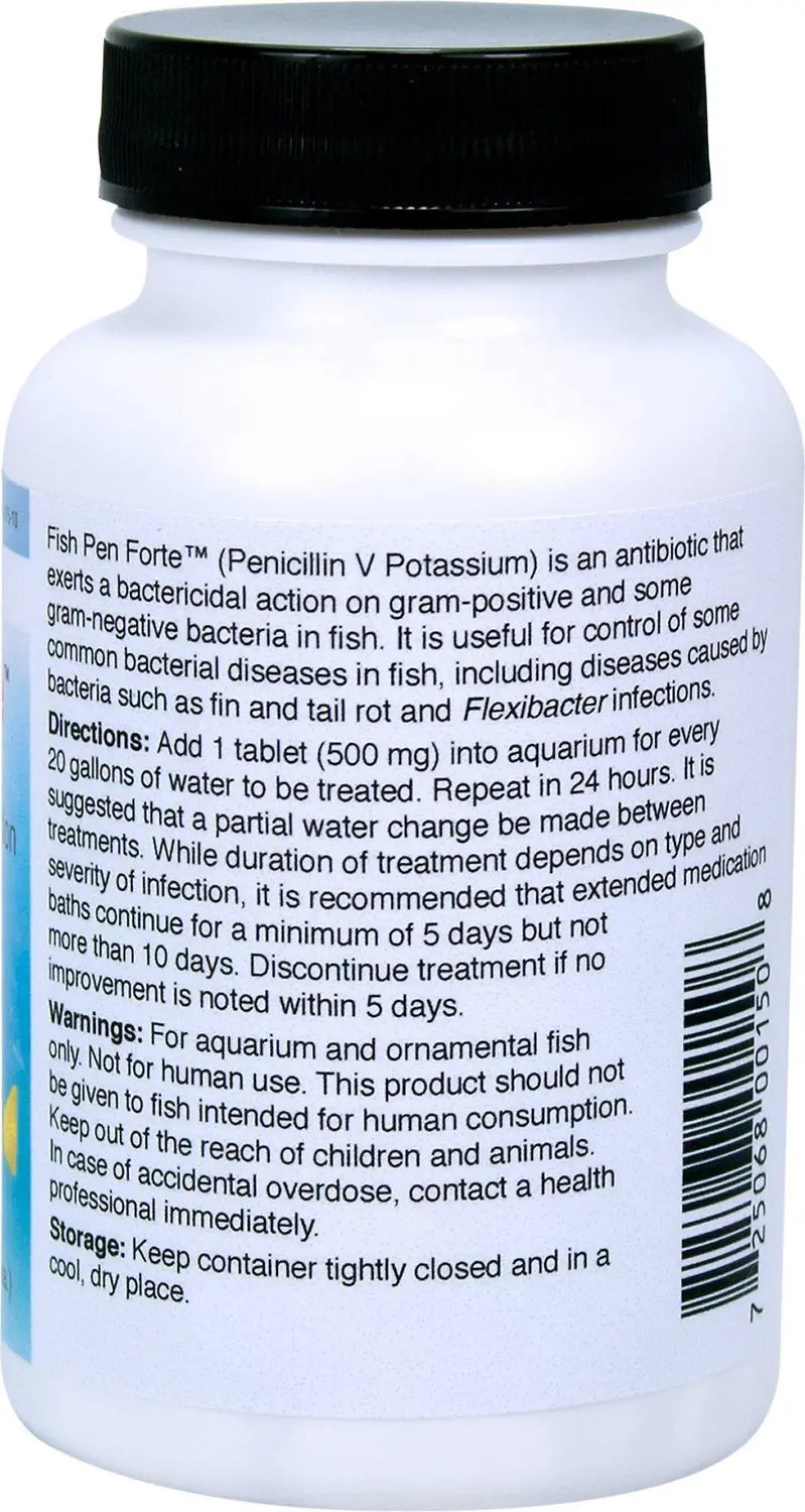 Thomas Labs Fish Penicillin 500 mg Tablets - 60 Count Antibiotic Treatment for Aquarium Fish | Bacterial Infection Prevention & Healing Aid | Perfect for Freshwater & Saltwater Tanks