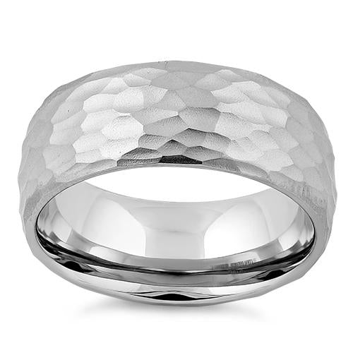 Stainless Steel Hammered Band Ring for Men & Women - Durable Fashion Jewelry for Everyday Wear, Wedding Bands, Gifts & Special Occasions