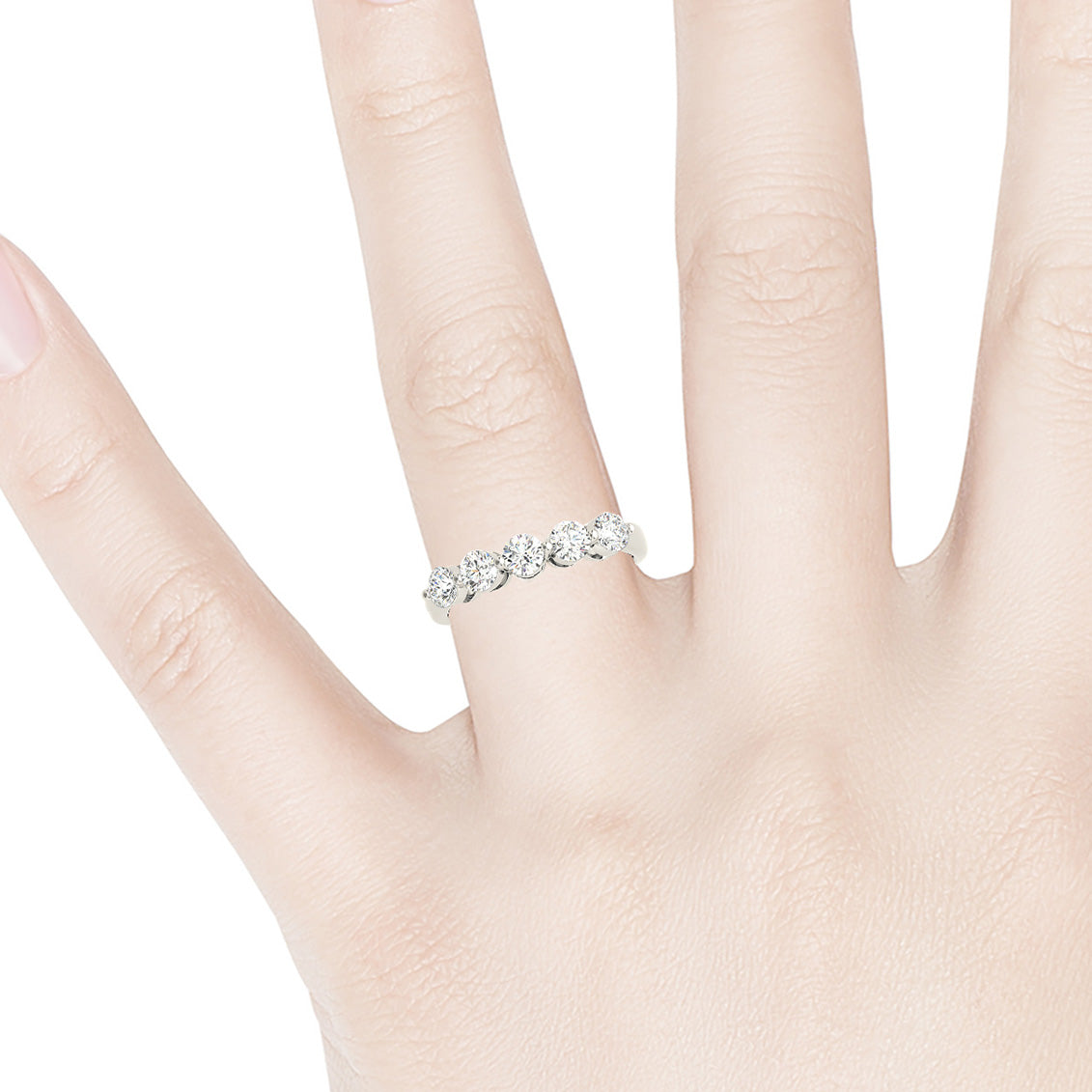 1.00 CTW Round Diamond Wedding Band - 5 Stone Anniversary Ring for Women - Elegant Bridal Jewelry - Perfect for Engagement, Proposal & Special Occasions
