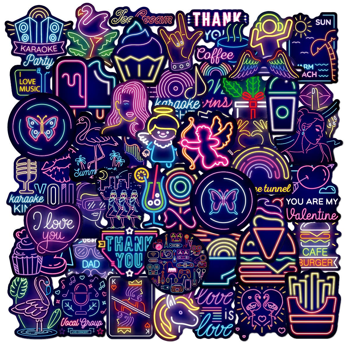 50Pcs Cute Cartoon Waterproof Vinyl Stickers - Aesthetic VSCO Decals for Water Bottles, Hydro Flasks, Laptops, Skateboards & DIY Crafts | Perfect for School, Office, Travel & Personalizing Accessories